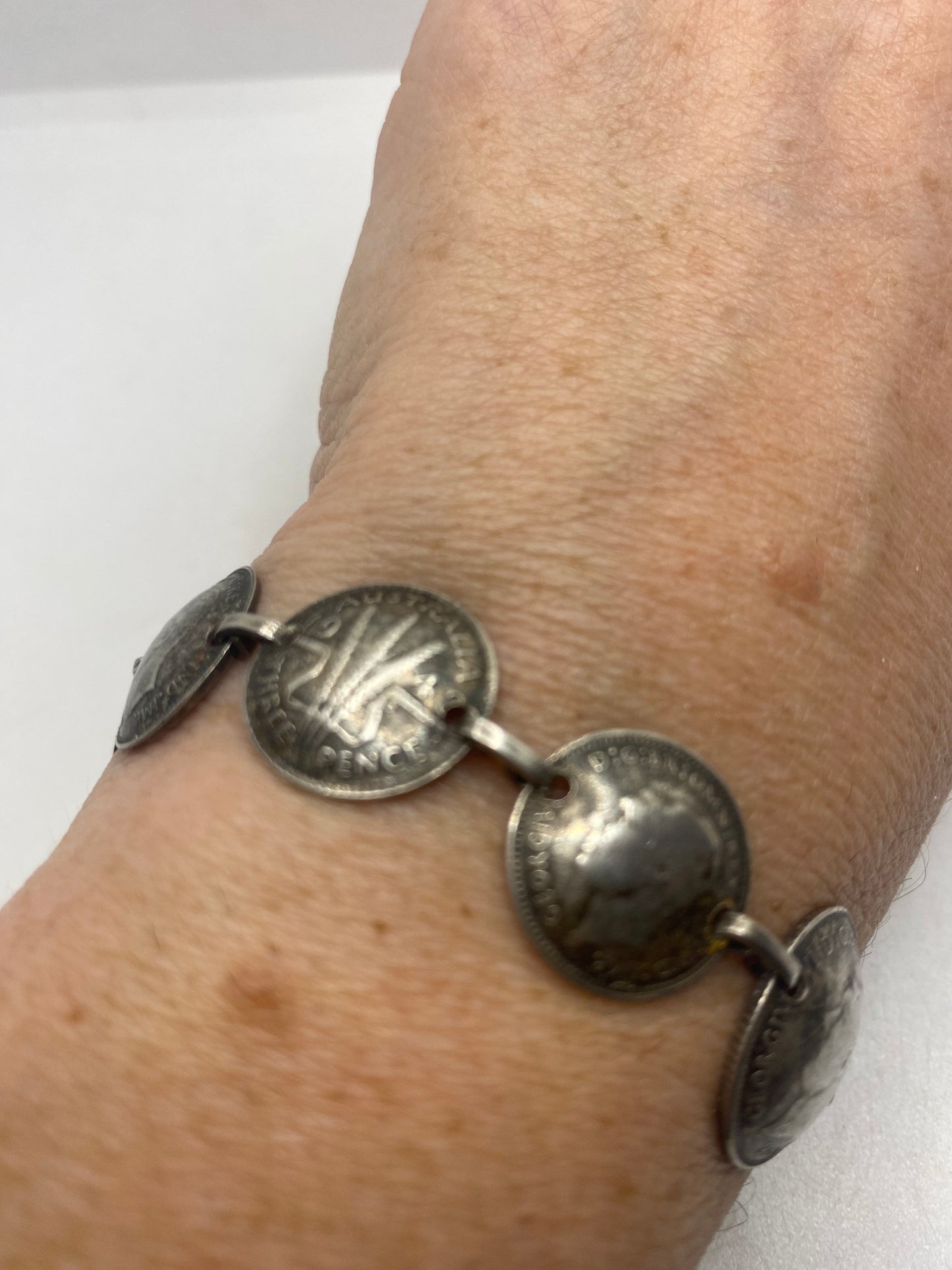 Vintage 925 Sterling Silver Coin Bracelet