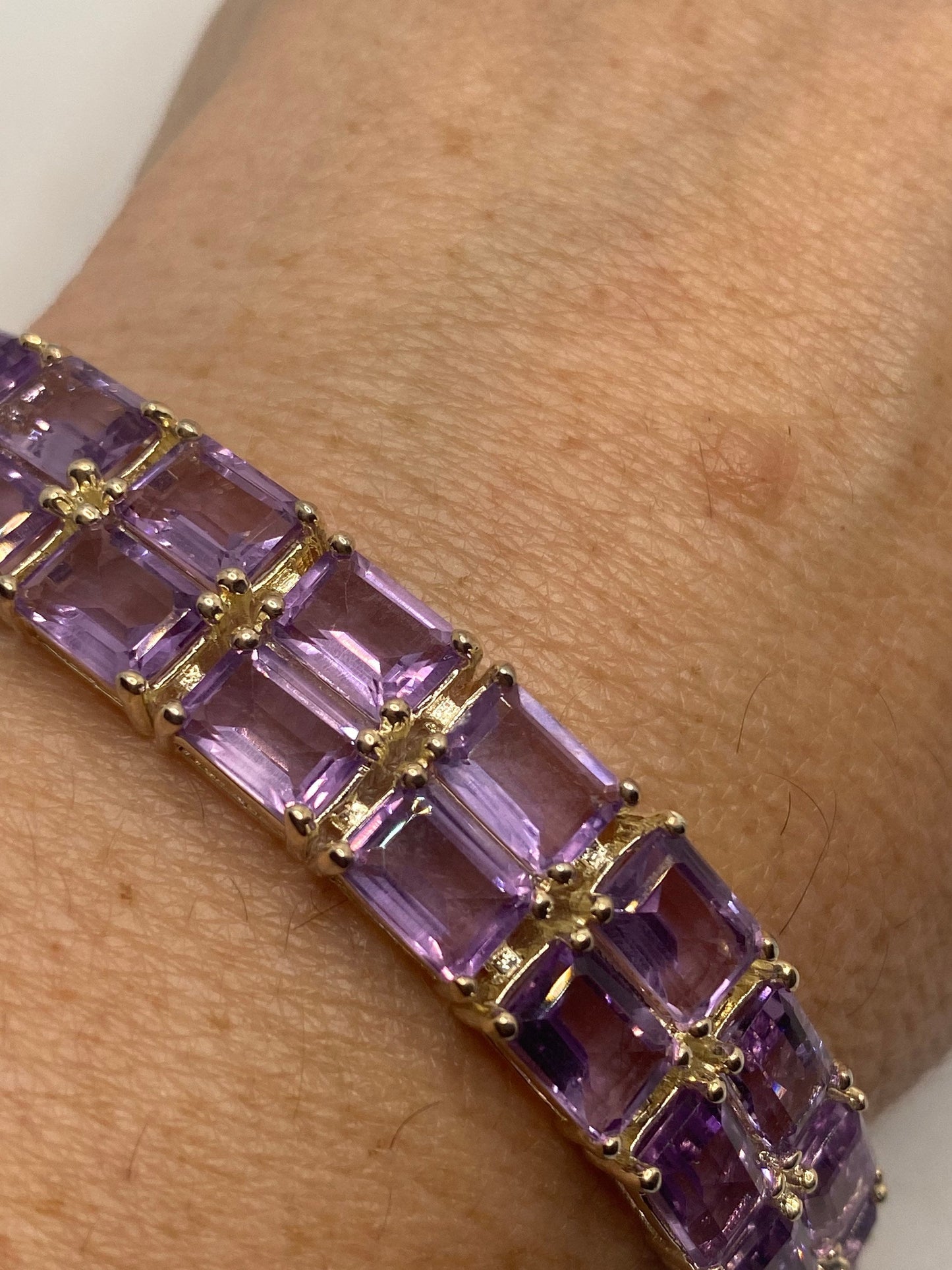 Vintage Purple Amethyst Tennis Bracelet in 925 Sterling Silver