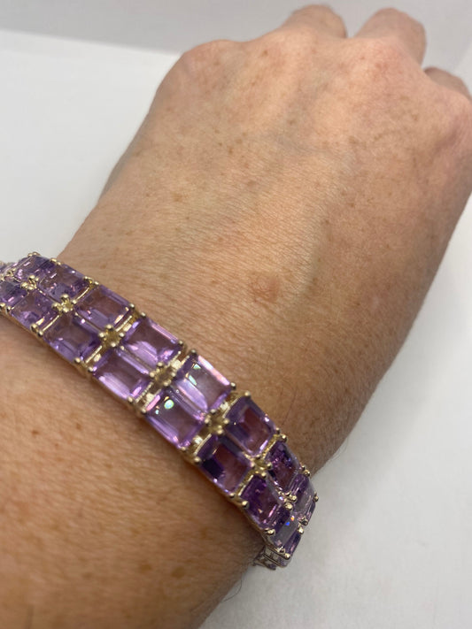 Vintage Purple Amethyst Tennis Bracelet in 925 Sterling Silver