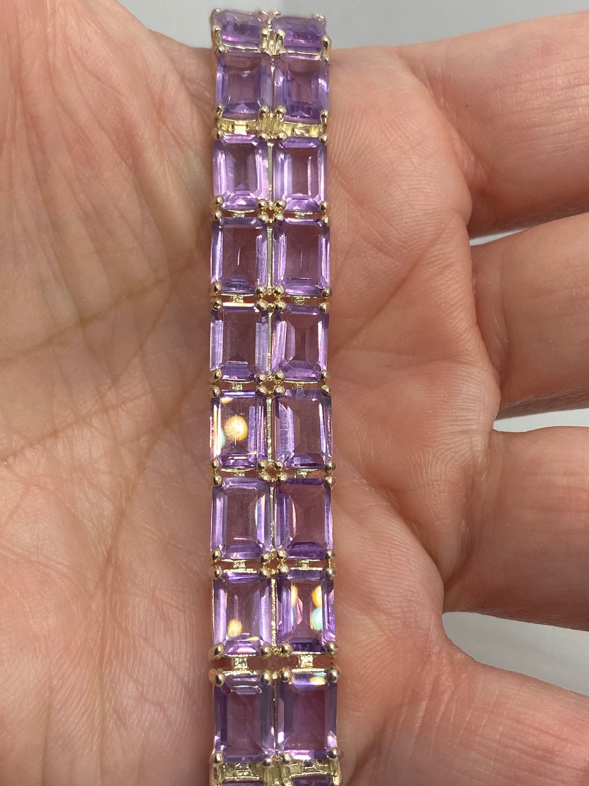 Vintage Purple Amethyst Tennis Bracelet in 925 Sterling Silver