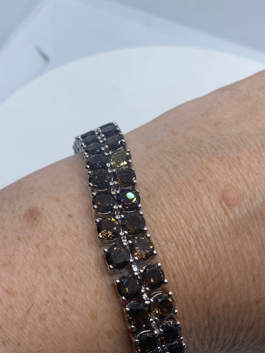 Vintage Smoky Topaz Bracelet in 925 Sterling Silver