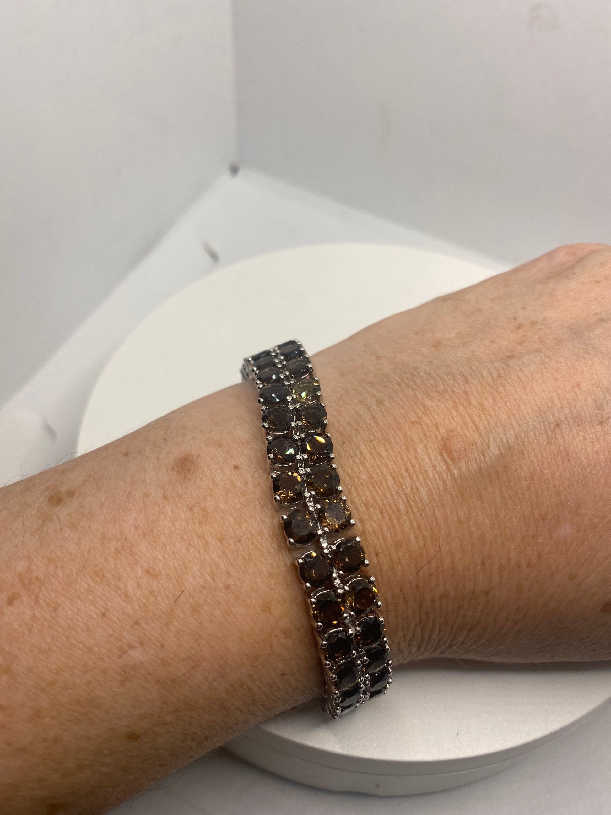 Vintage Smoky Topaz Bracelet in 925 Sterling Silver