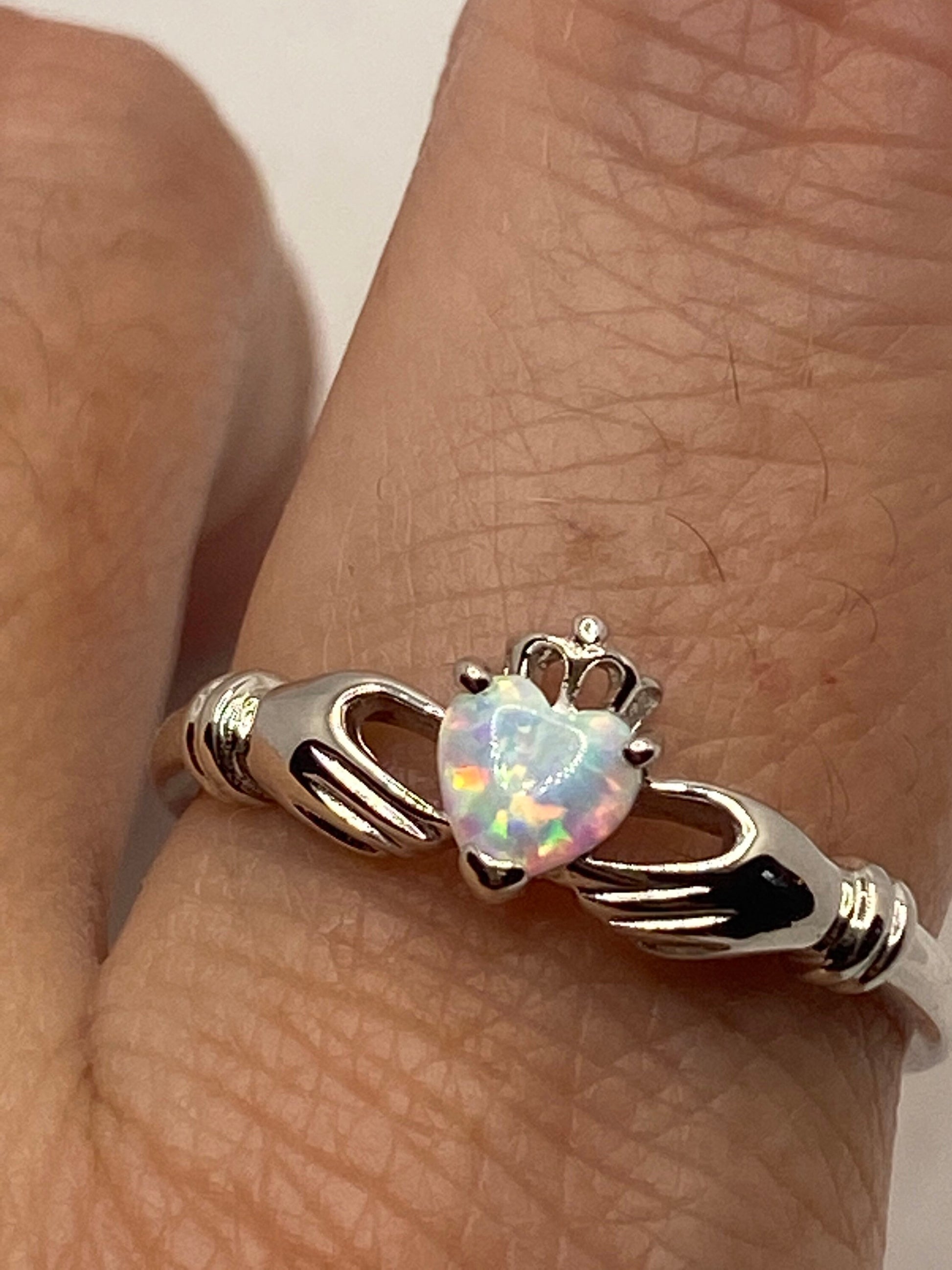 Vintage Ethiopian Opal Band 925 Sterling Silver Band Ring