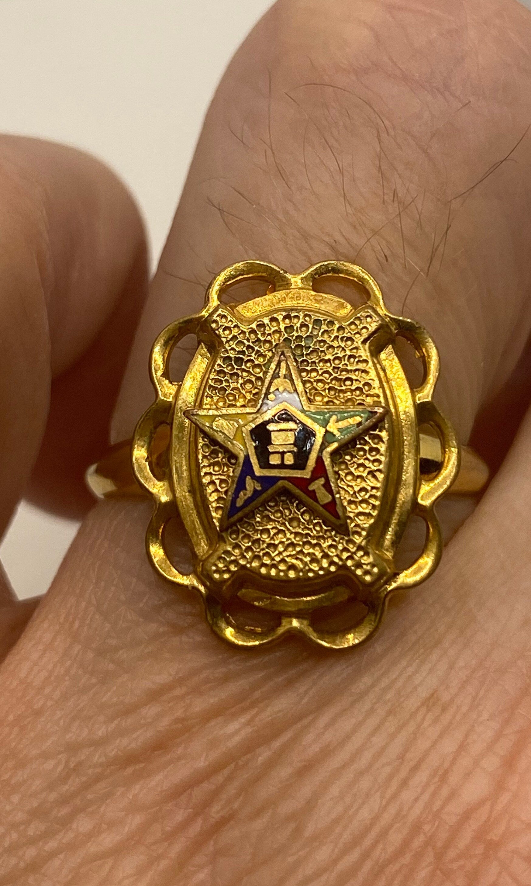 Vintage Free Mason Star Ring Gold Filled Size 6.5