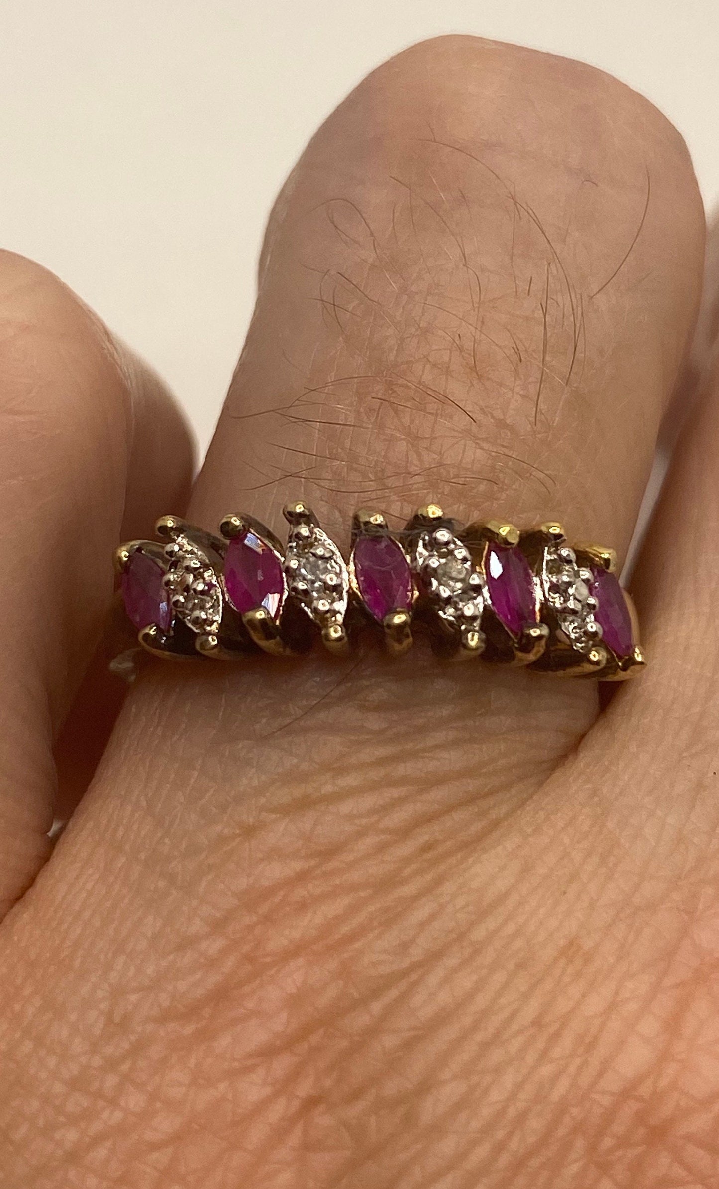 Vintage Red Ruby with Diamond Ring in 925 Sterling Silver