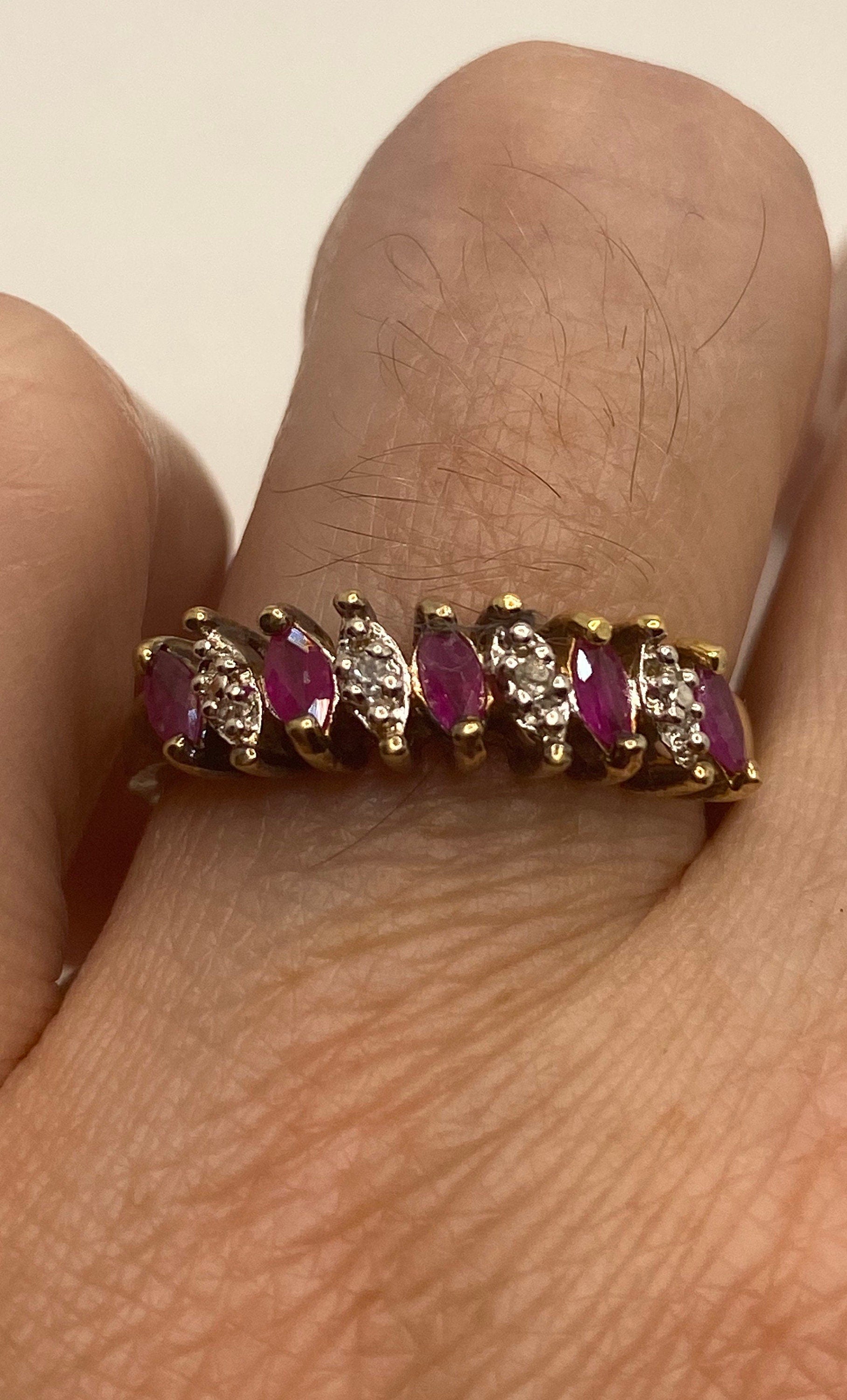 Vintage Red Ruby with Diamond Ring in 925 Sterling Silver