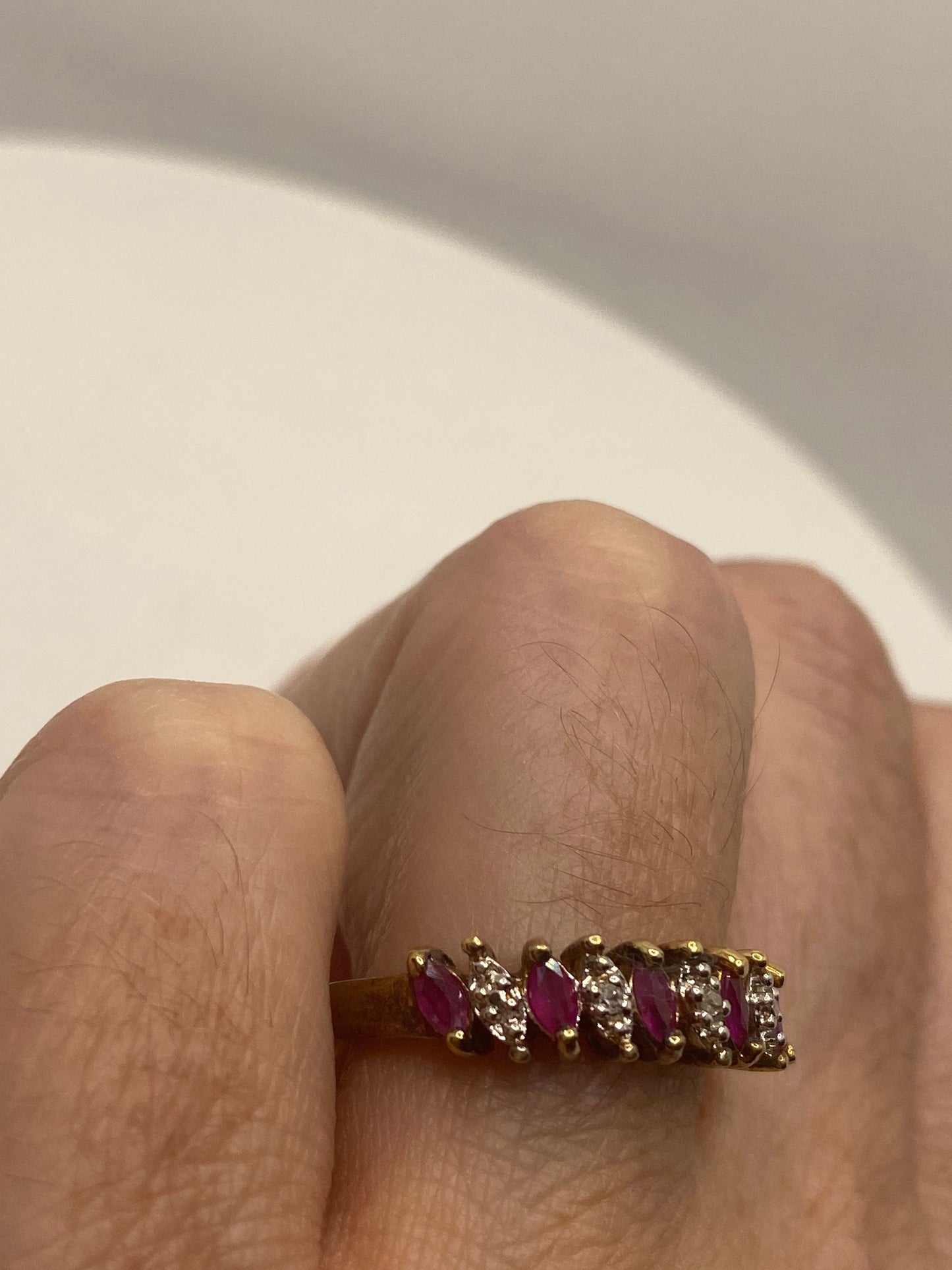 Vintage Red Ruby with Diamond Ring in 925 Sterling Silver