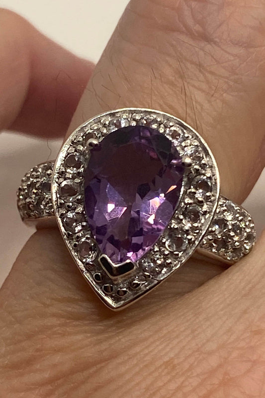 Vintage Purple Amethyst Ring in 925 Sterling Silver