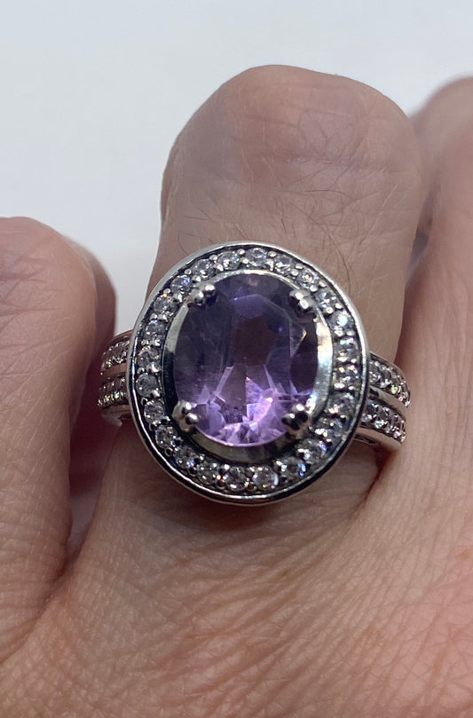 Vintage Purple Amethyst Ring in 925 Sterling Silver