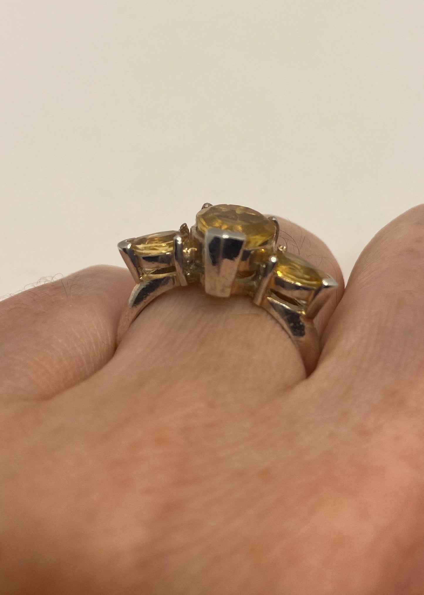 Vintage Citrine 925 Sterling Silver Gothic Ring Size 7