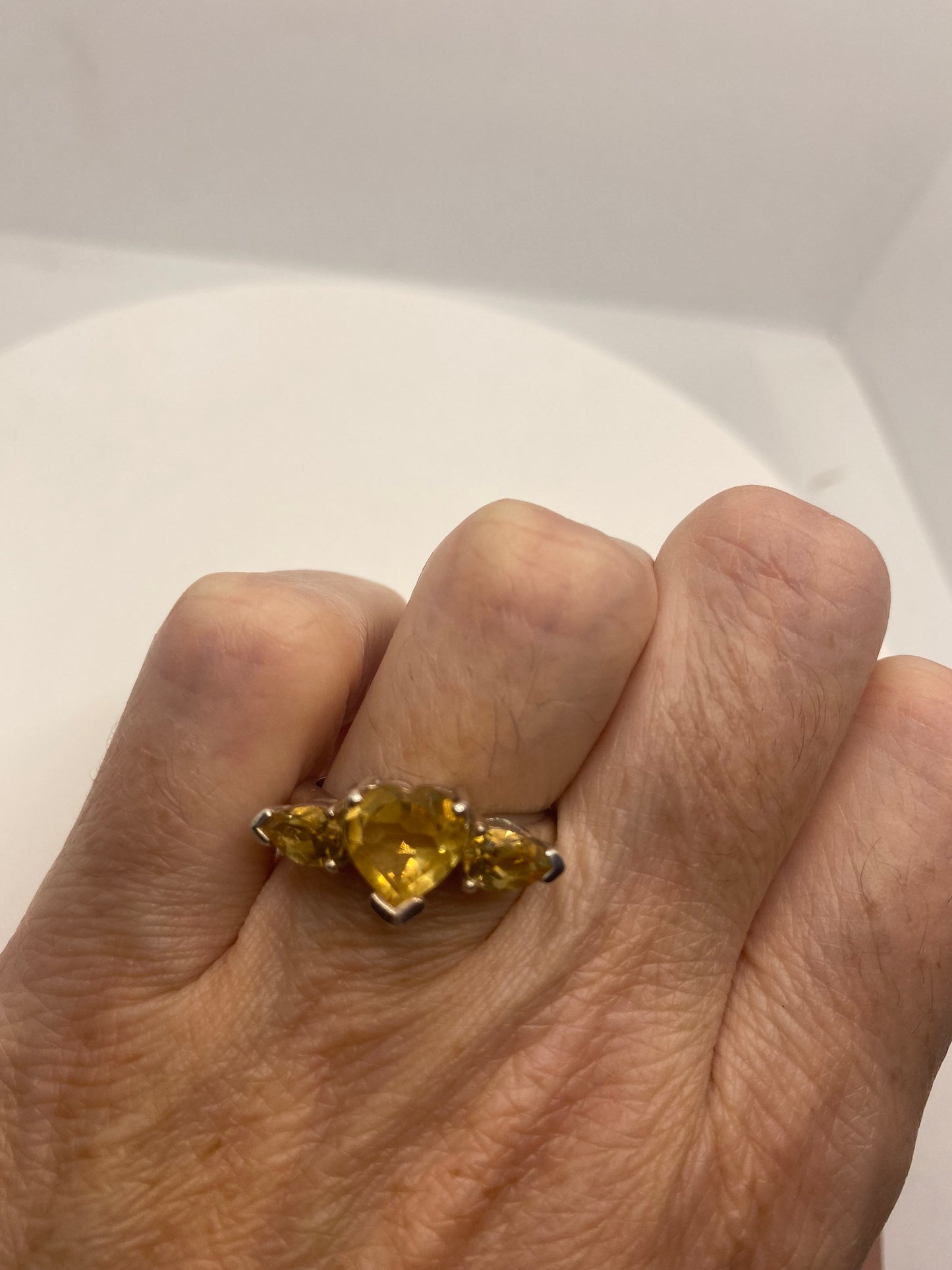 Vintage Citrine 925 Sterling Silver Gothic Ring Size 7