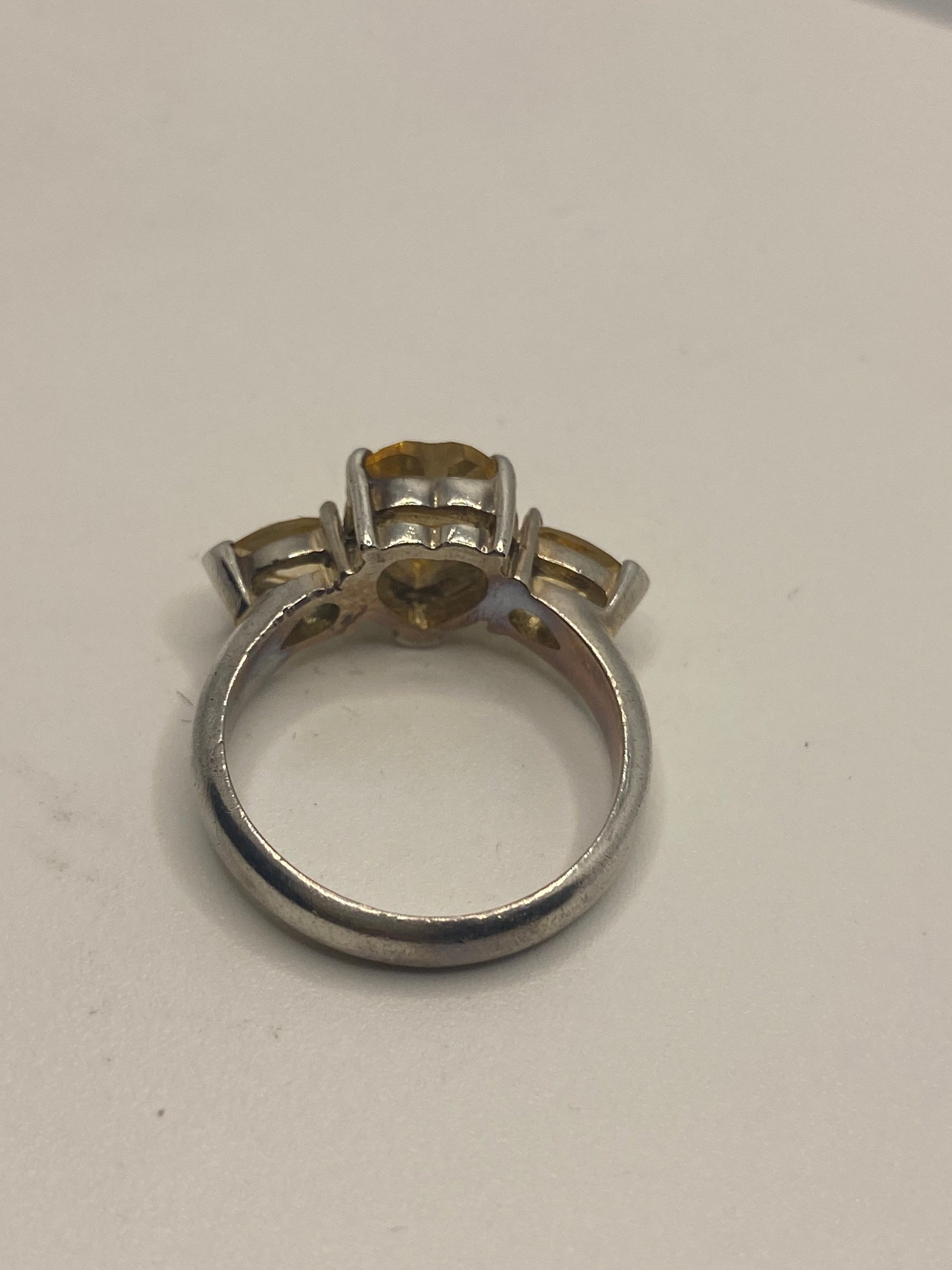 Vintage Citrine 925 Sterling Silver Gothic Ring Size 7