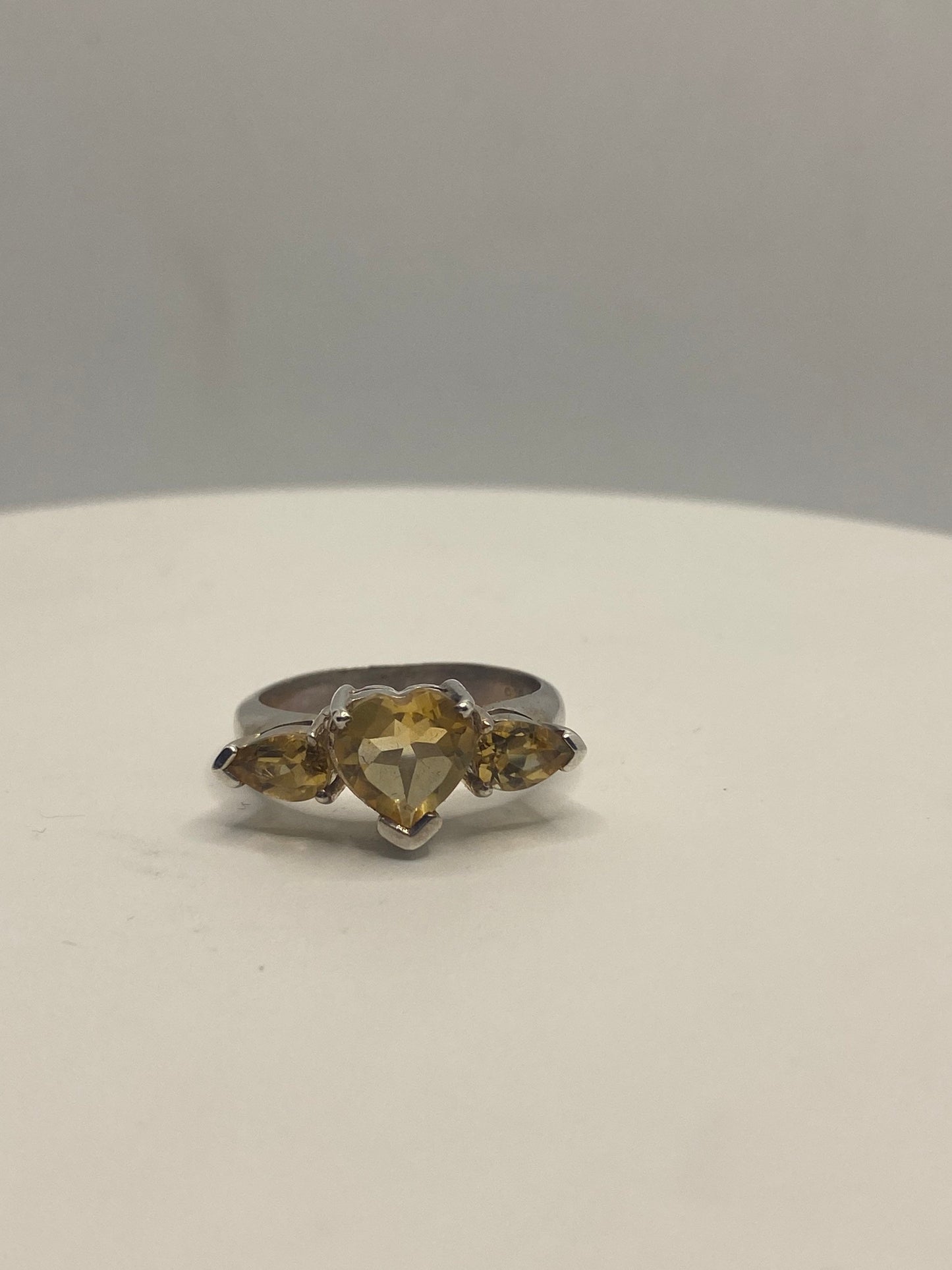 Vintage Citrine 925 Sterling Silver Gothic Ring Size 7