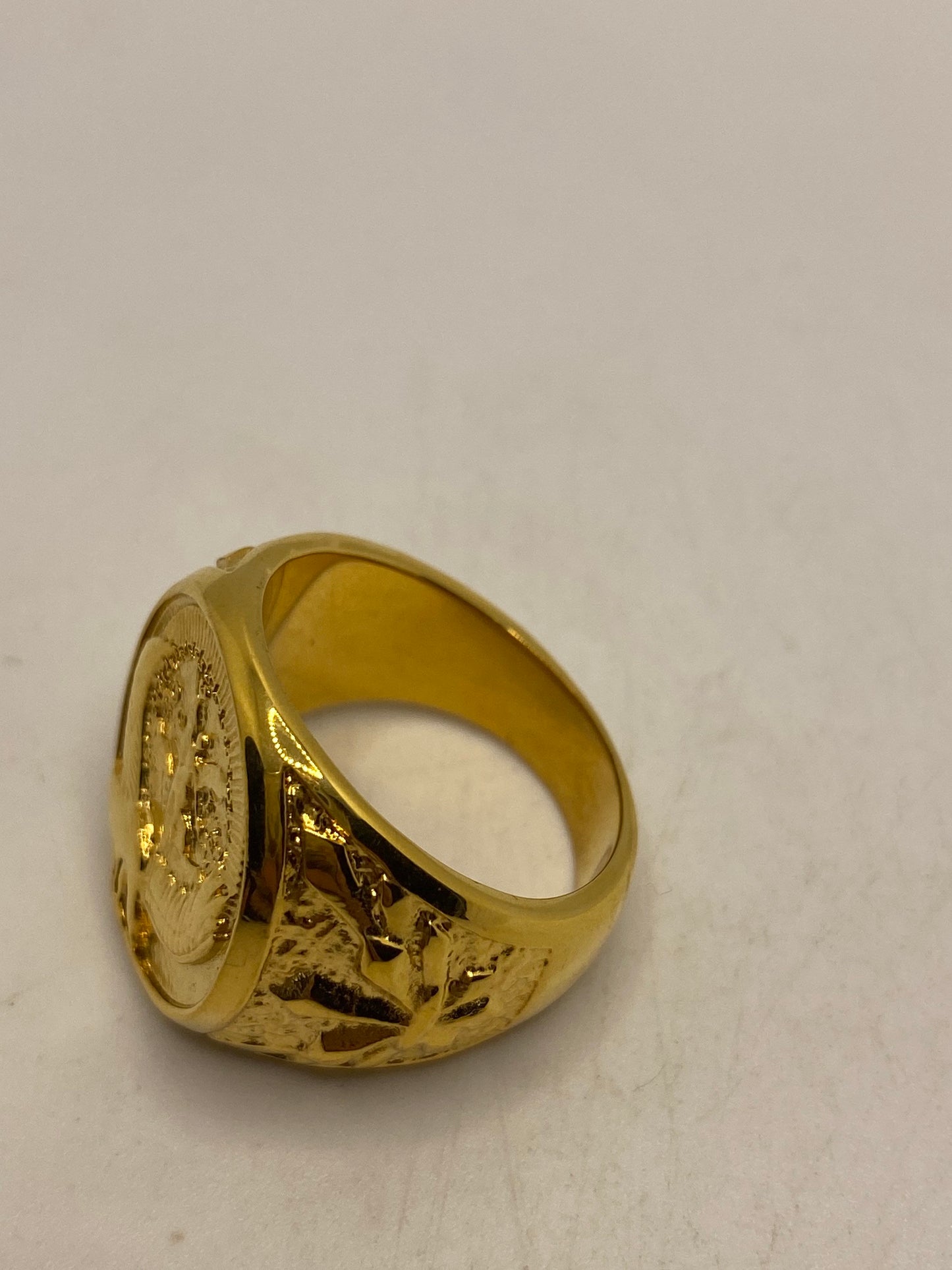 Vintage Yellow Gold Stainless Steel Ring Size 11