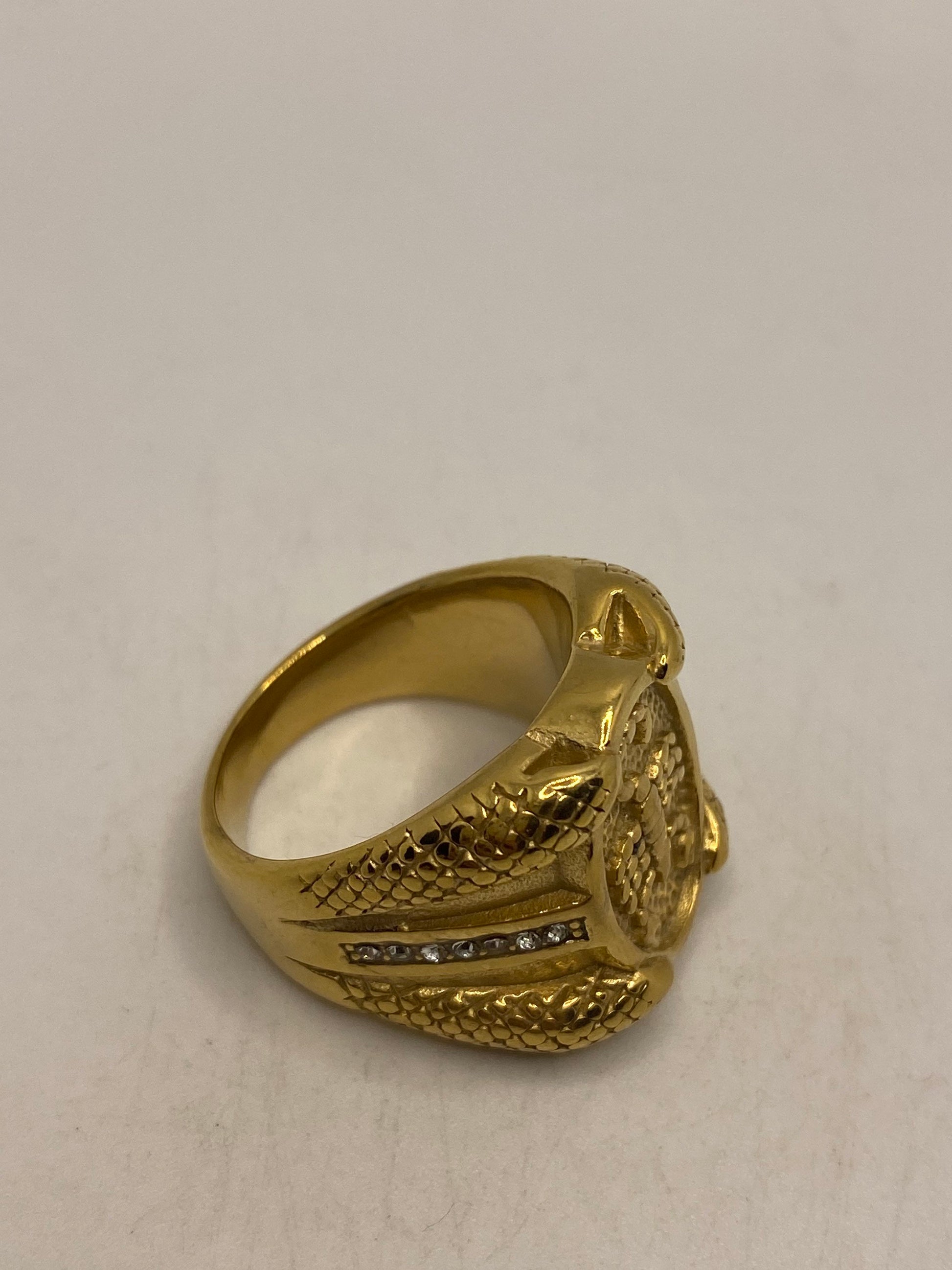 Vintage Yellow Gold Scorpion Stainless Steel Ring Size 10