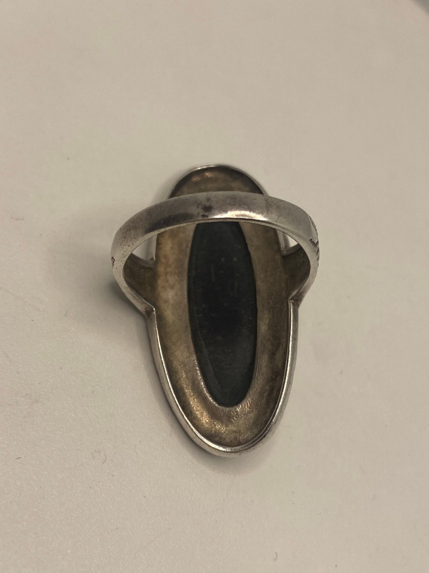 Vintage Marcasite Black Onyx 925 Sterling Silver Cocktail Ring