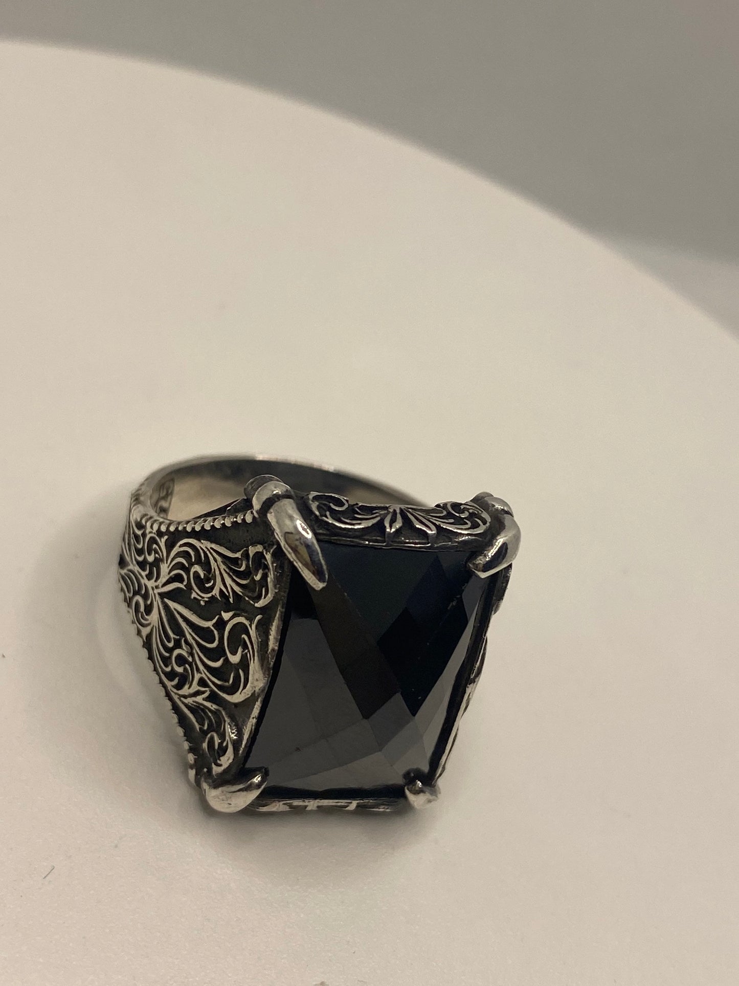 Vintage Gothic Sterling Silver Genuine Hemitite Mens Ring