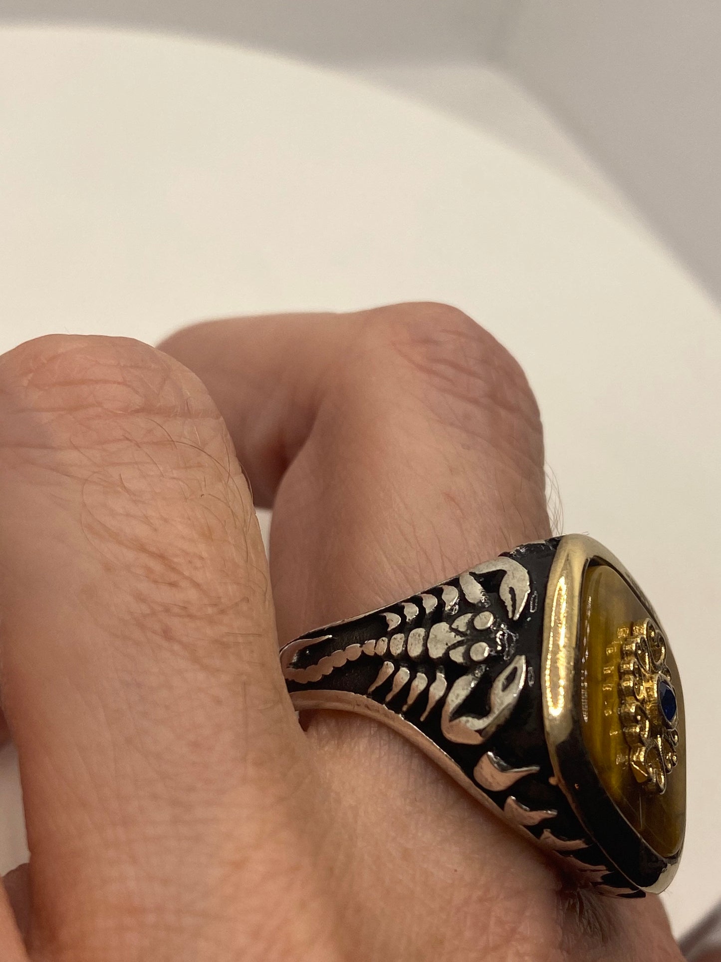 Vintage Tigers Eye Mens Ring in 925 Sterling Silver Persian Genuine