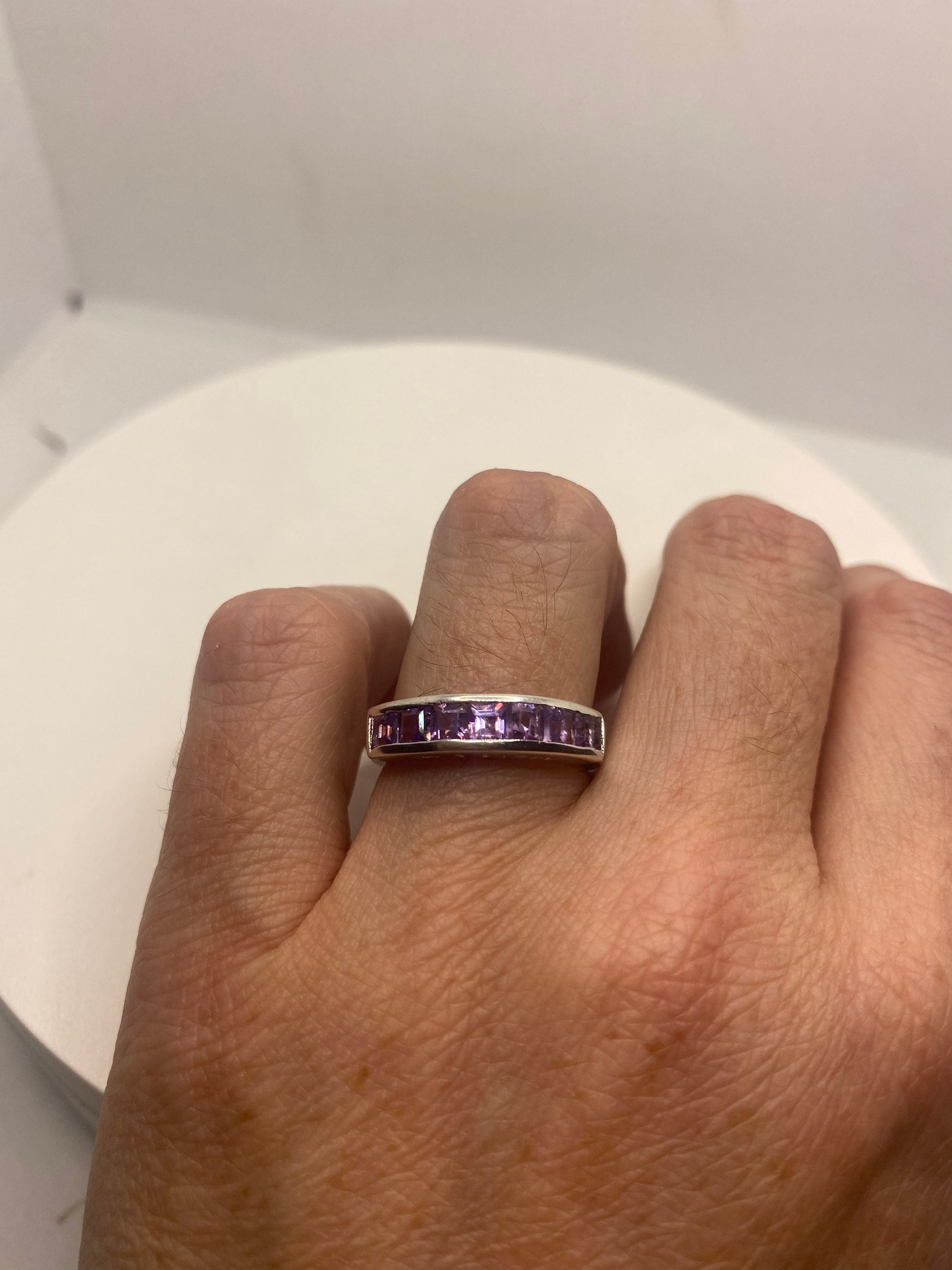 Vintage Purple Amethyst Ring 925 Sterling Silver Size 7