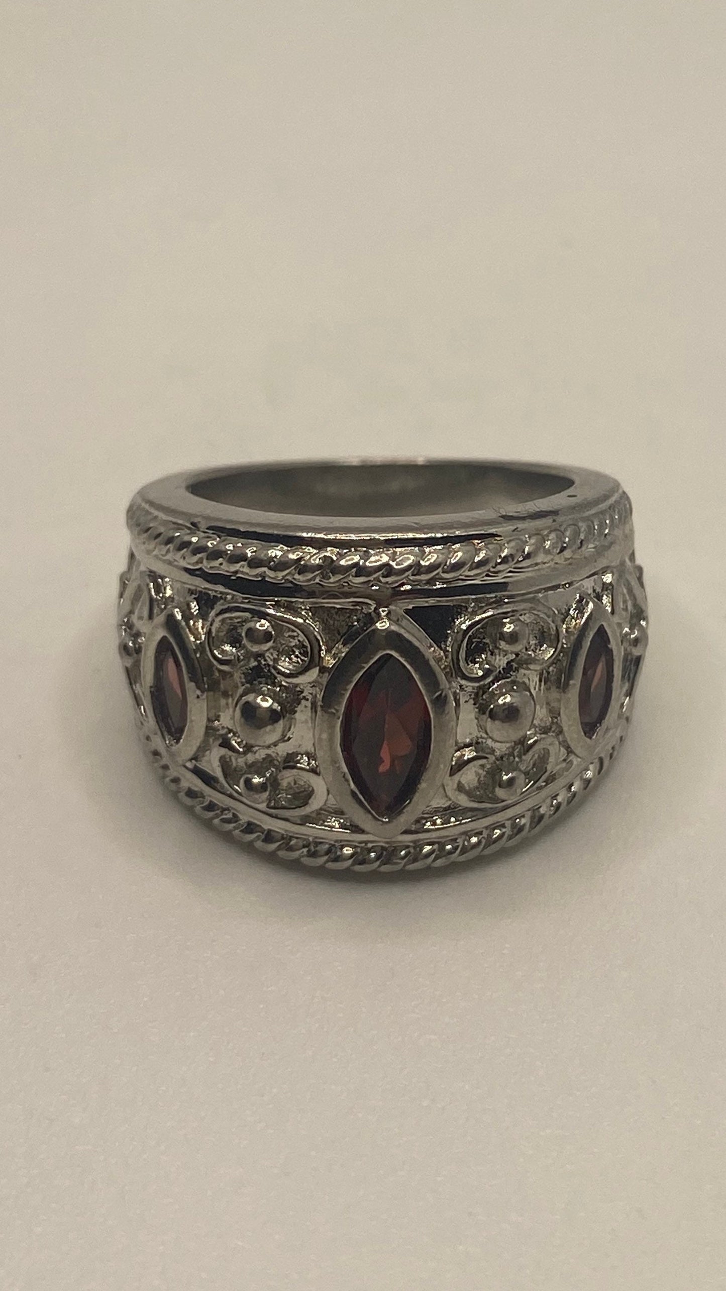 Vintage Red Bohemian Garnet Ring 925 Sterling Silver Size 5