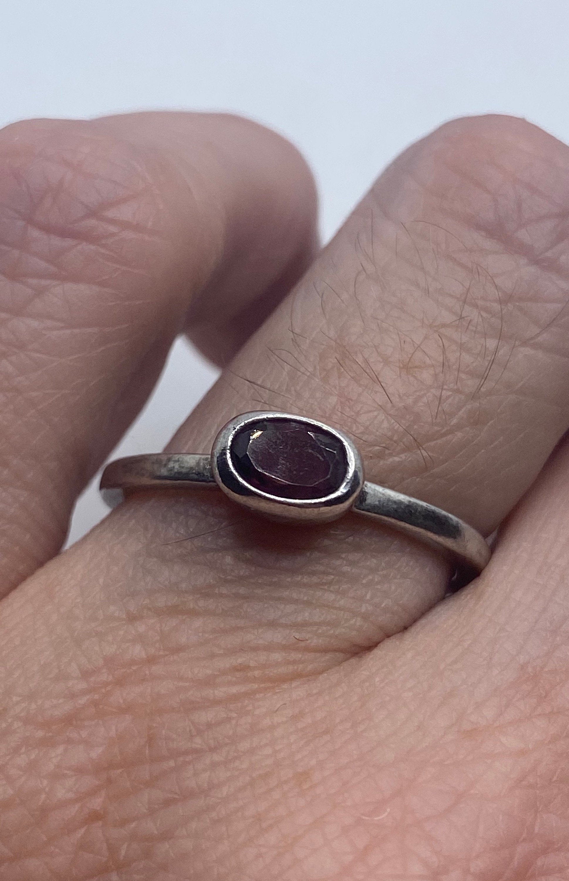 Vintage Red Bohemian Garnet Ring 925 Sterling Silver Size 8