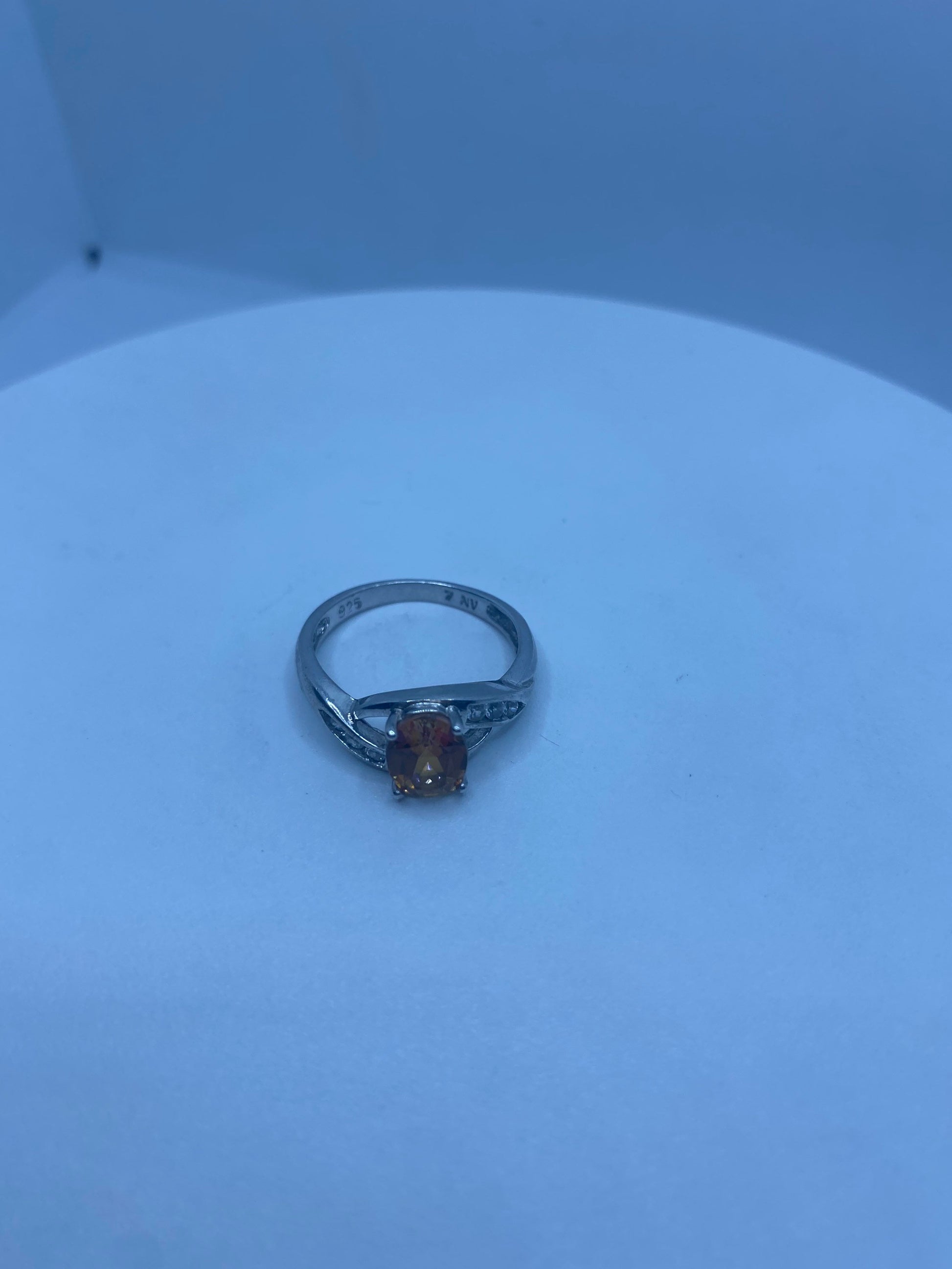 Vintage Golden Orange Citrine 925 Sterling Silver Ring