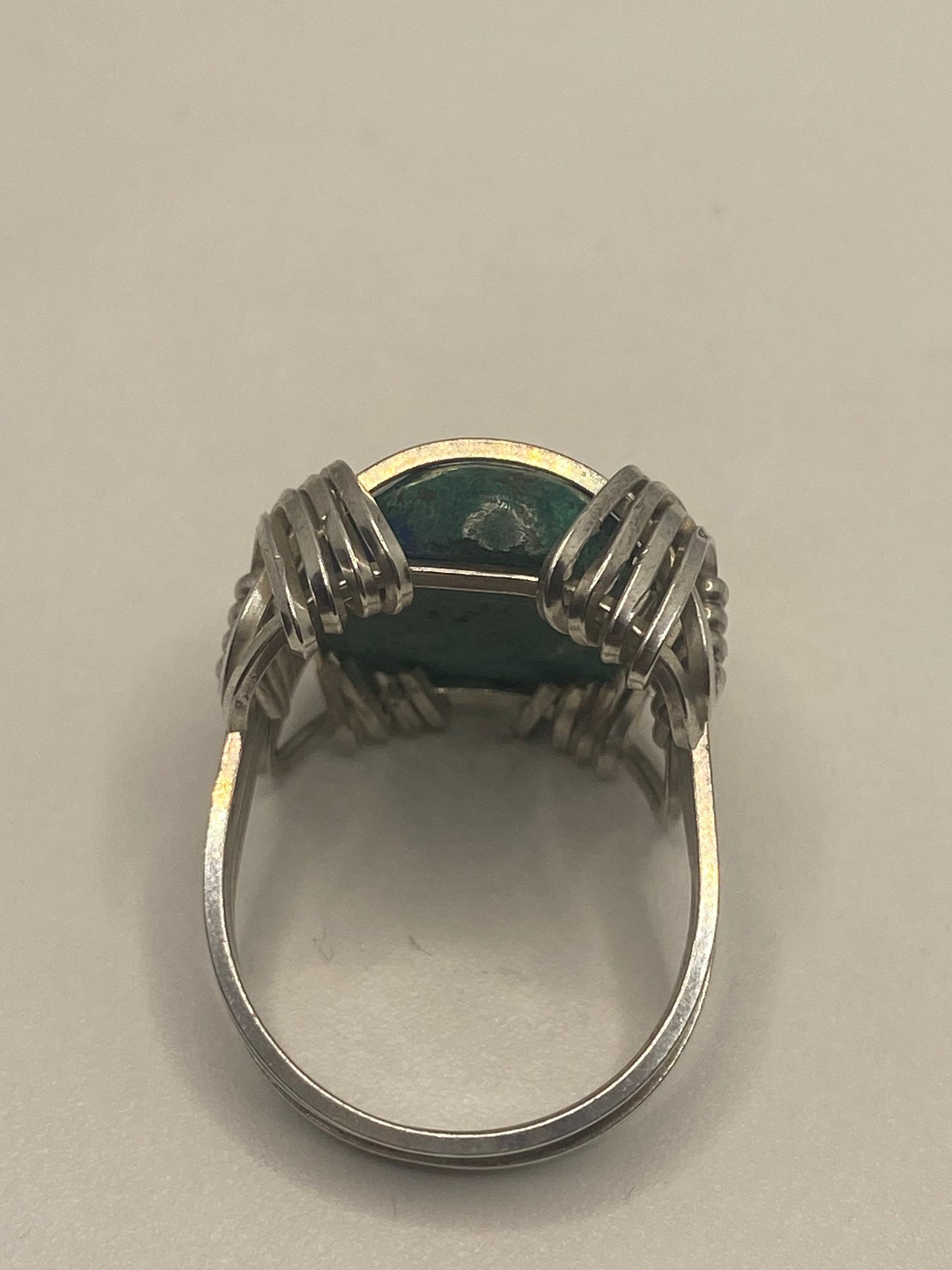 Vintage Green Chrysoprase Ring 925 Sterling Silver Size 7