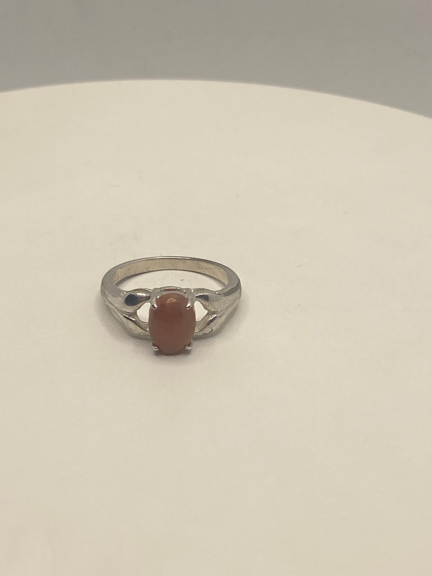 Vintage Orange Carnelian 925 Sterling Silver Ring