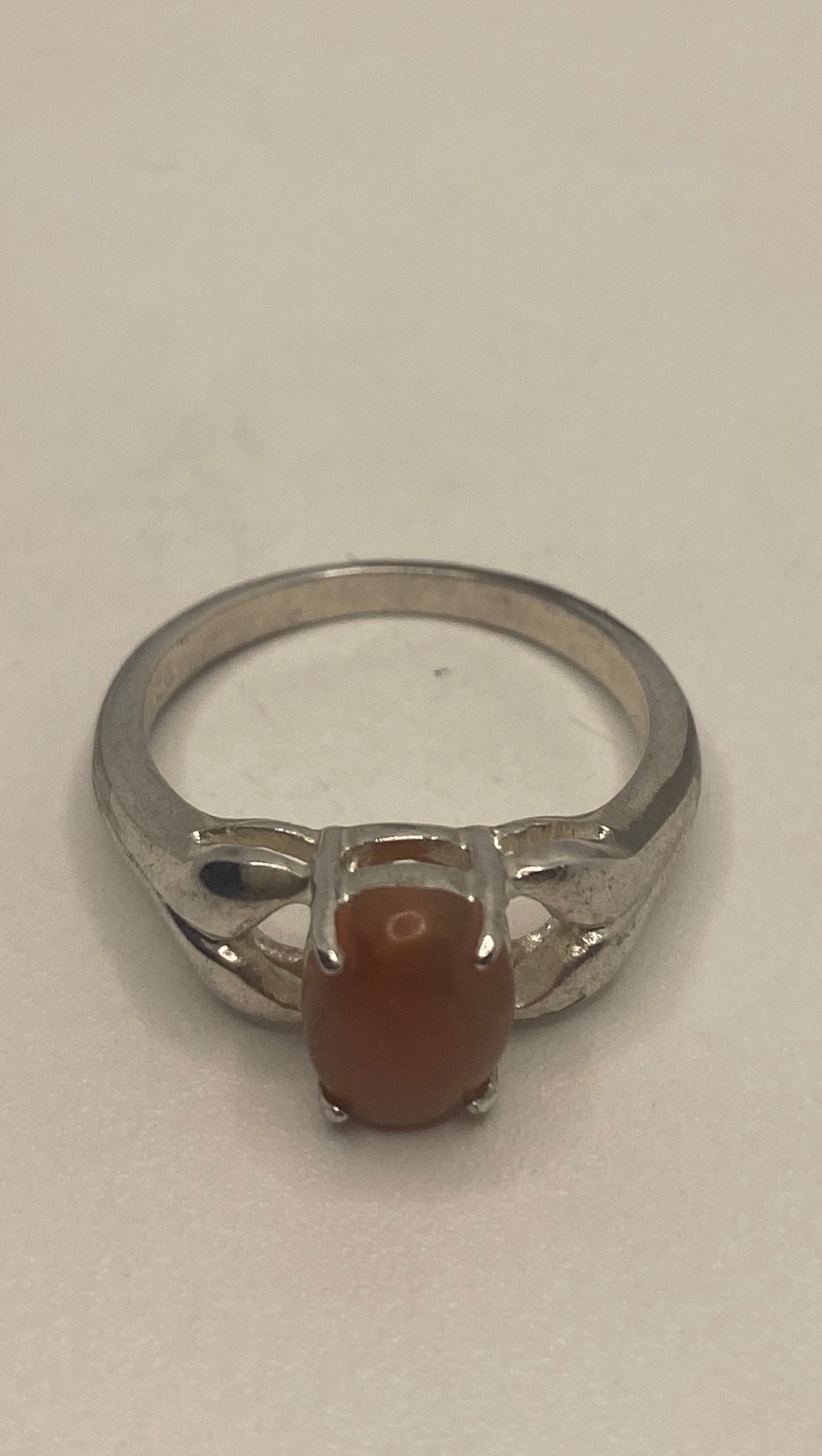 Vintage Orange Carnelian 925 Sterling Silver Ring