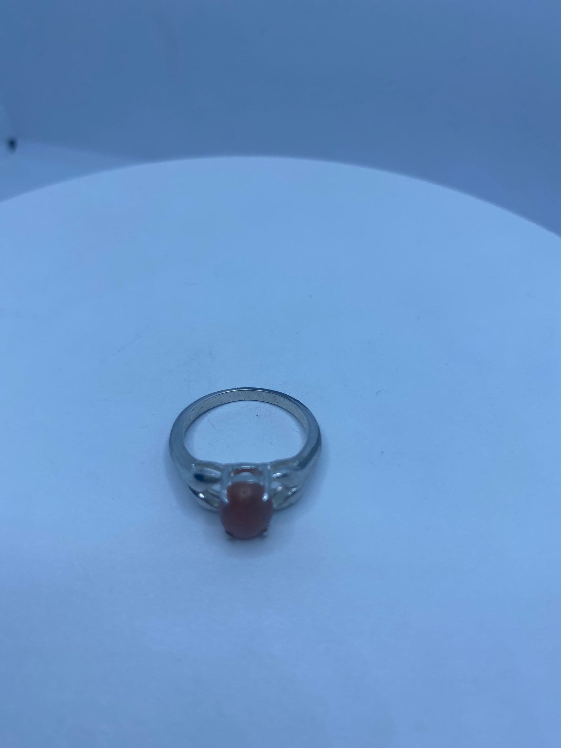 Vintage Orange Carnelian 925 Sterling Silver Ring