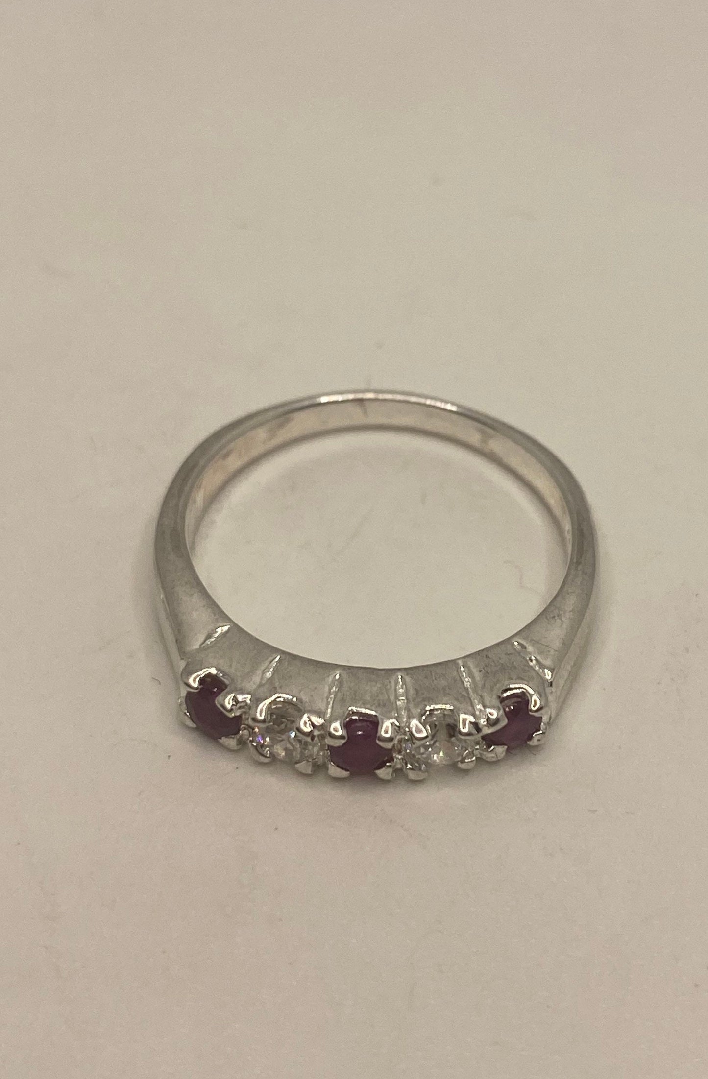 Vintage Handmade Pink Ruby Setting Sterling Silver Gothic Ring