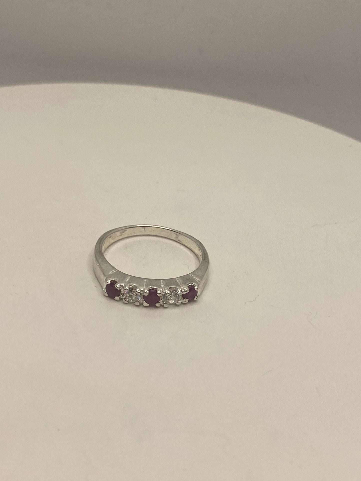 Vintage Handmade Pink Ruby Setting Sterling Silver Gothic Ring