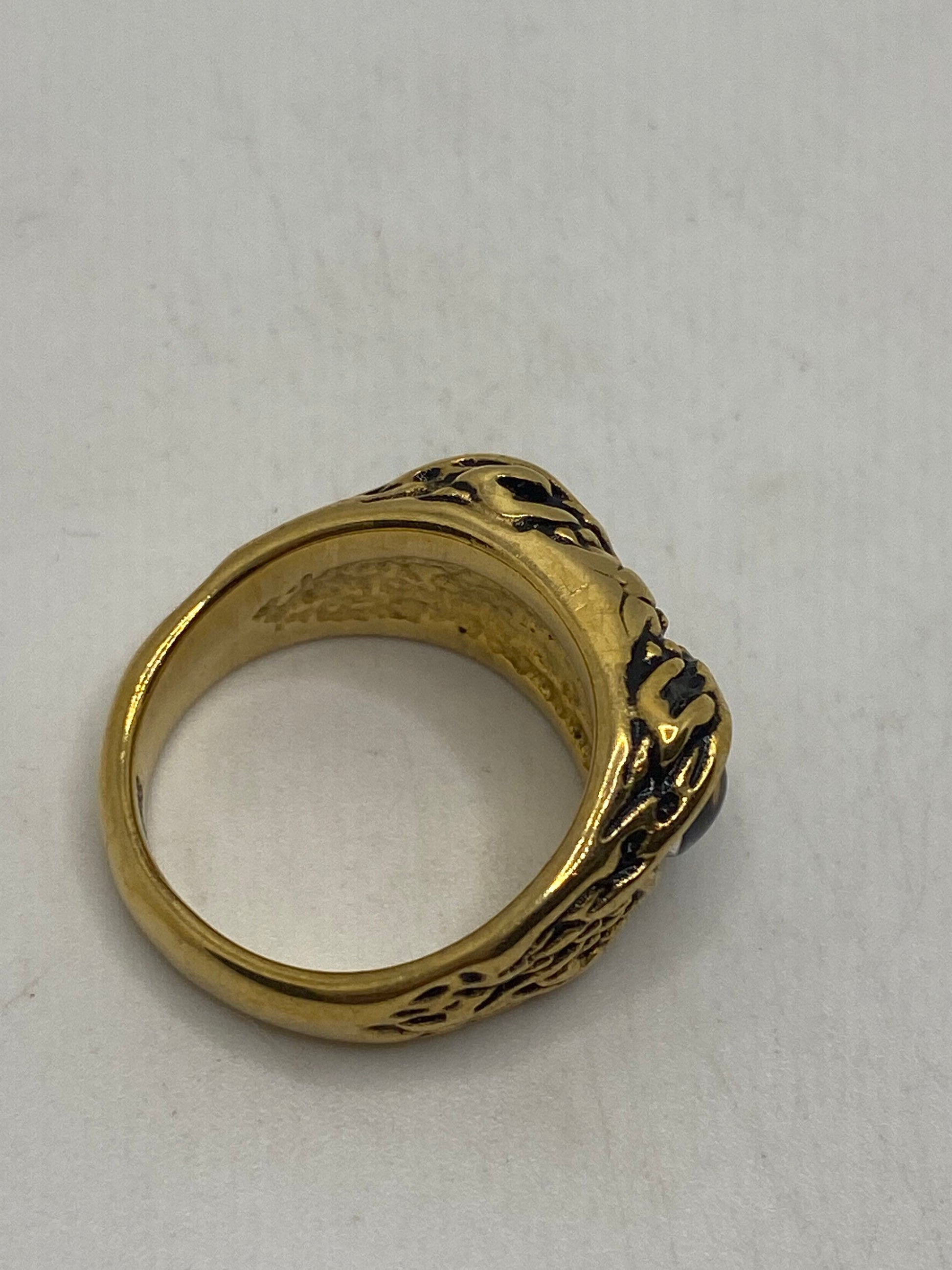 Vintage Bird of Prey Eyes Golden Silver Stainless Steel Ring