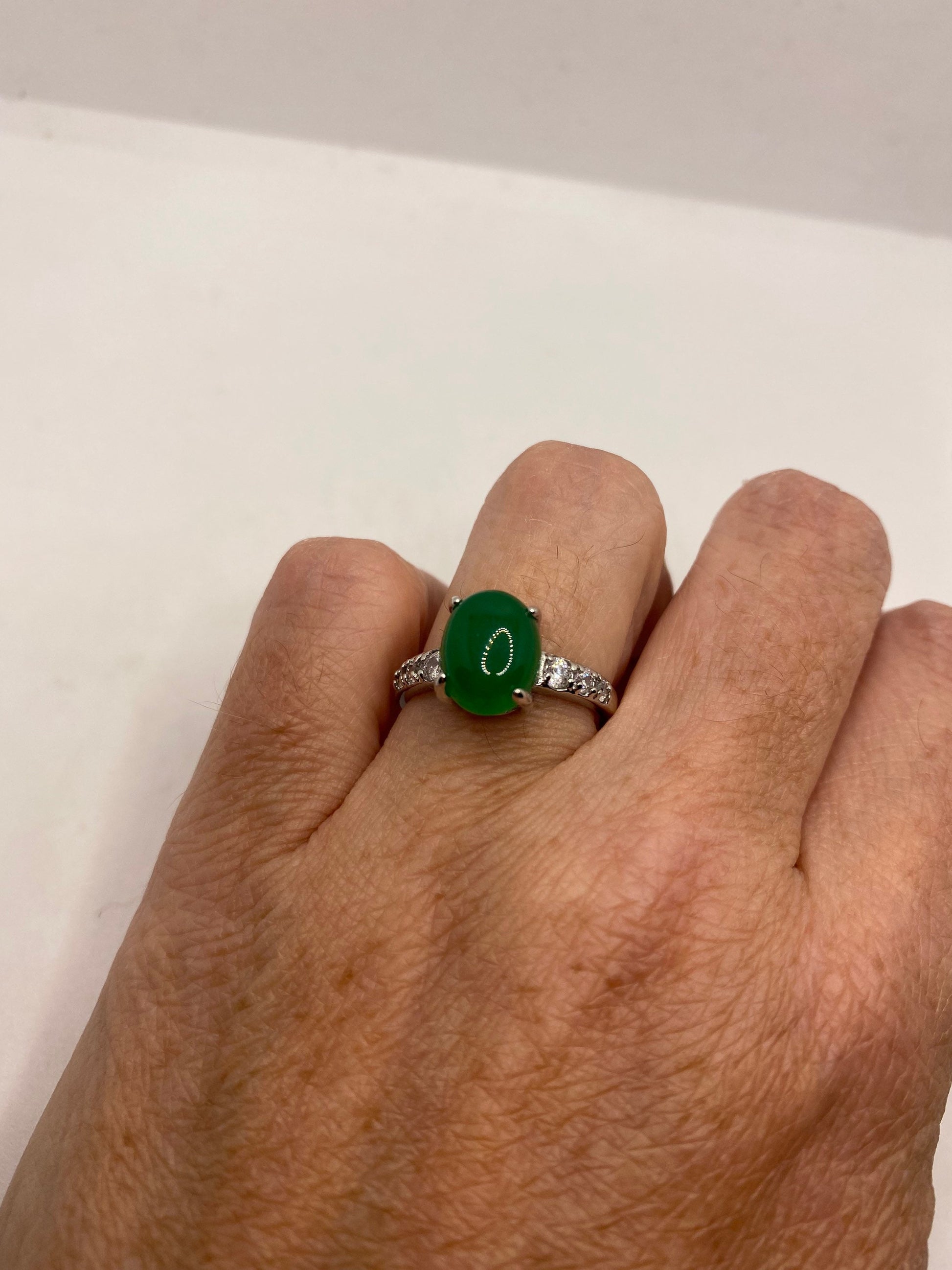 Vintage Lucky Green Nephrite Jade Ring