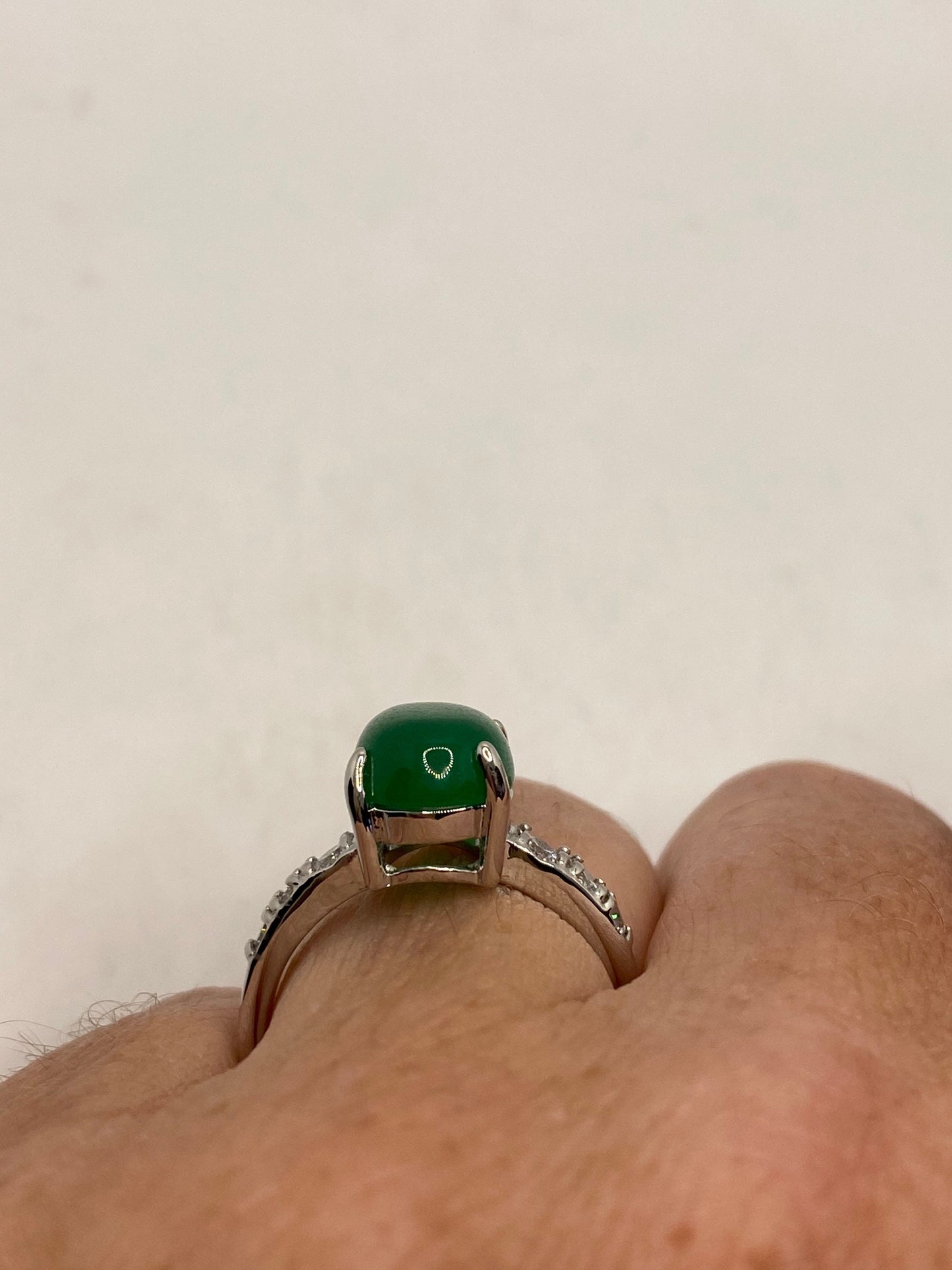 Vintage Lucky Green Nephrite Jade Ring