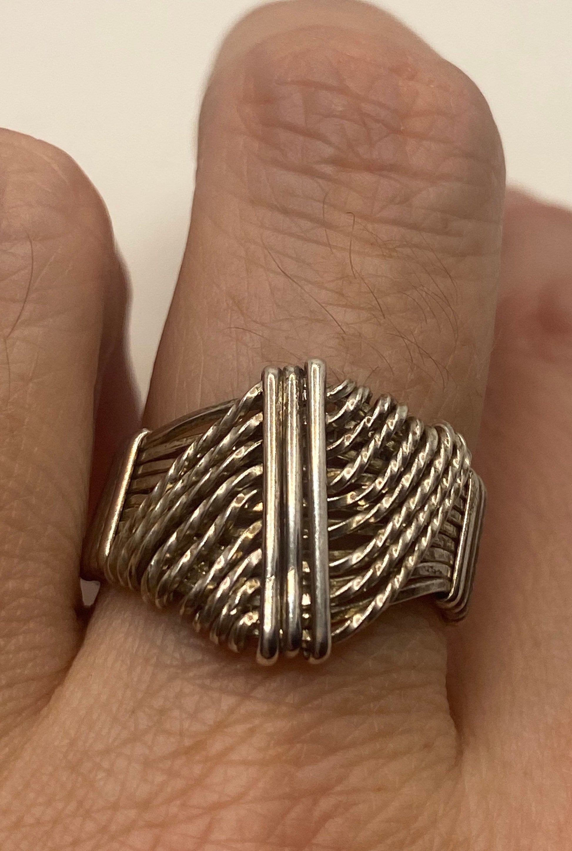 Vintage 925 Sterling Silver Wrapped Wire Ring