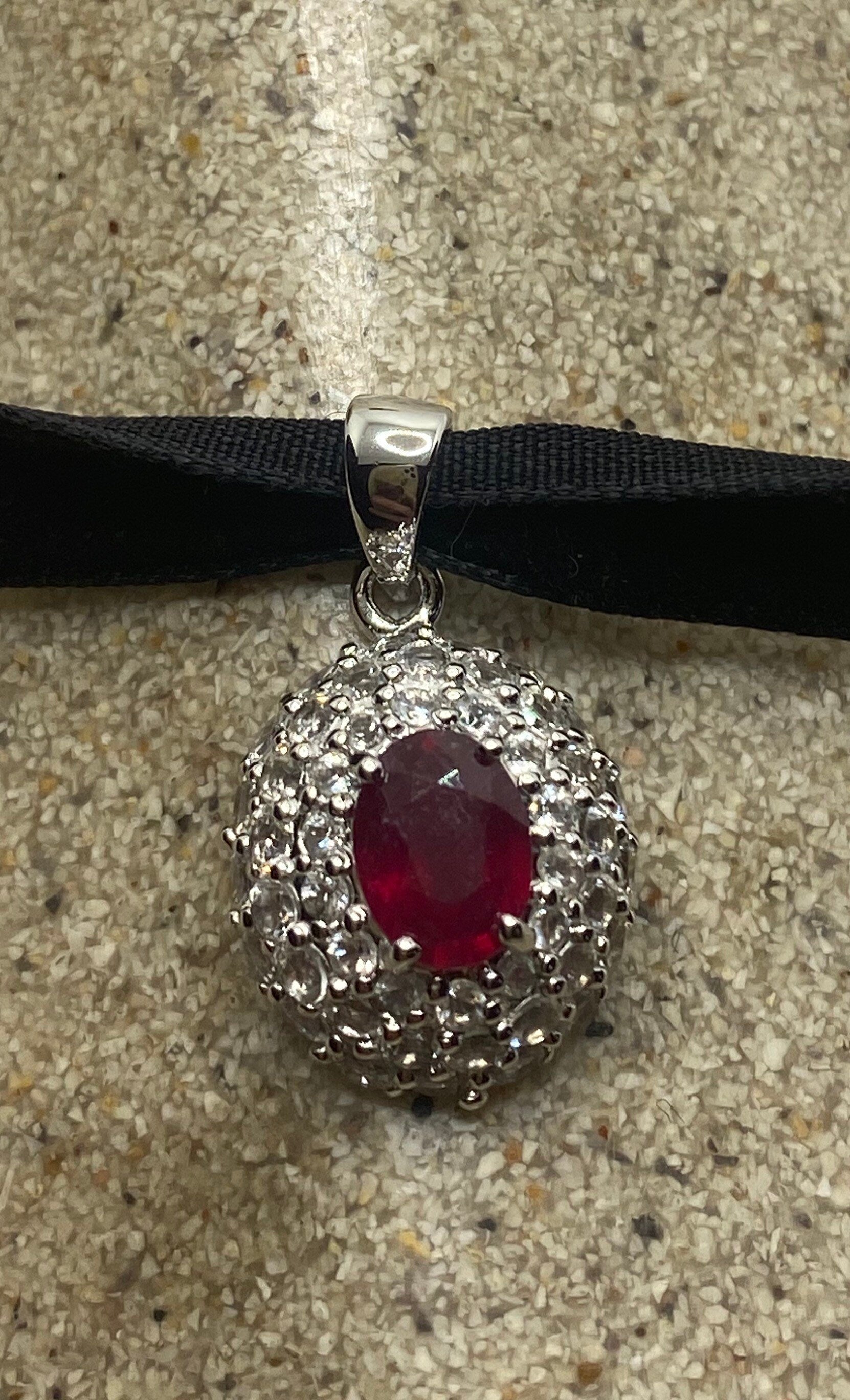 Vintage Handmade 925 Sterling Silver Gold Ruby Pendant