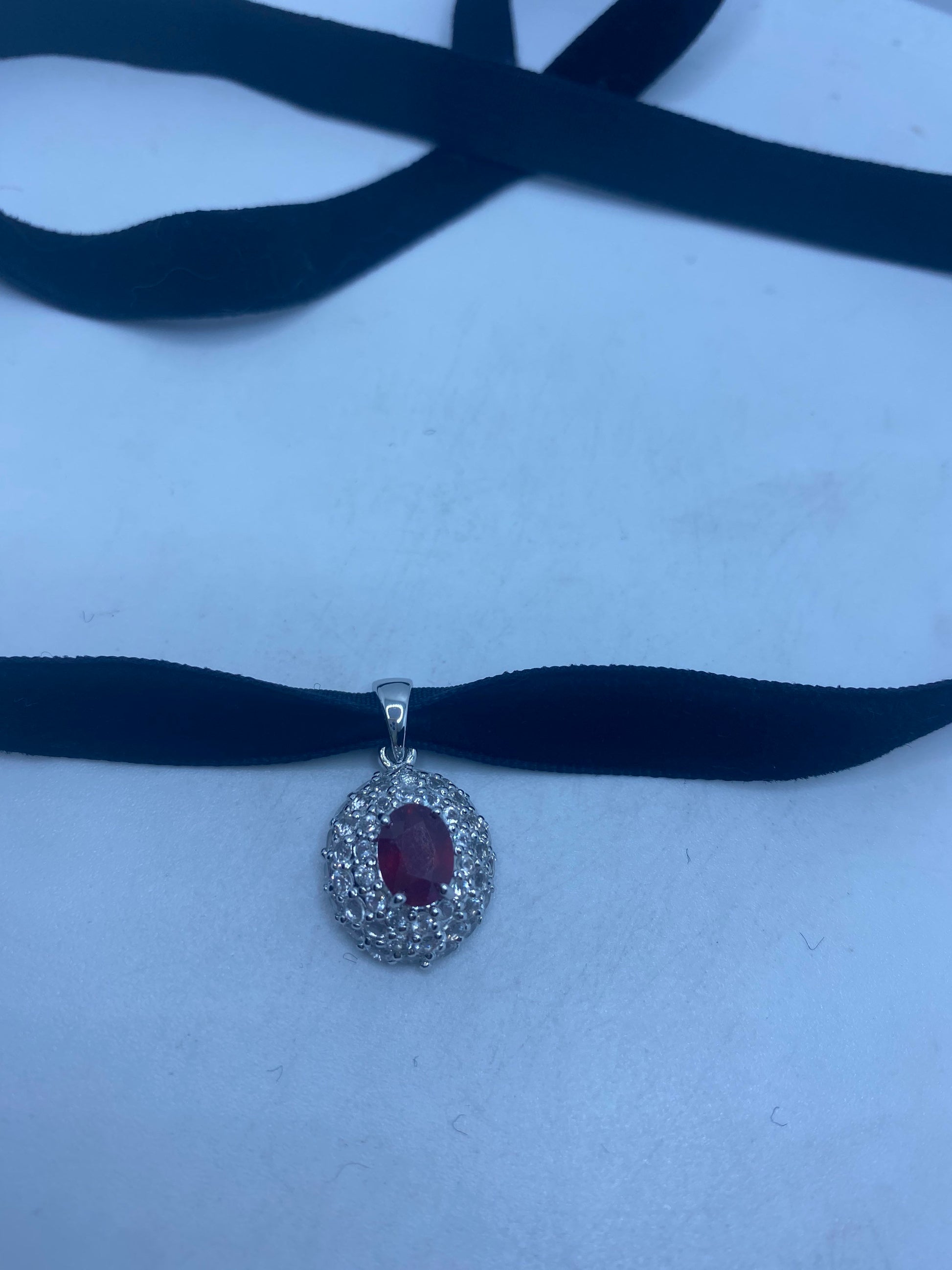 Vintage Handmade 925 Sterling Silver Gold Ruby Pendant