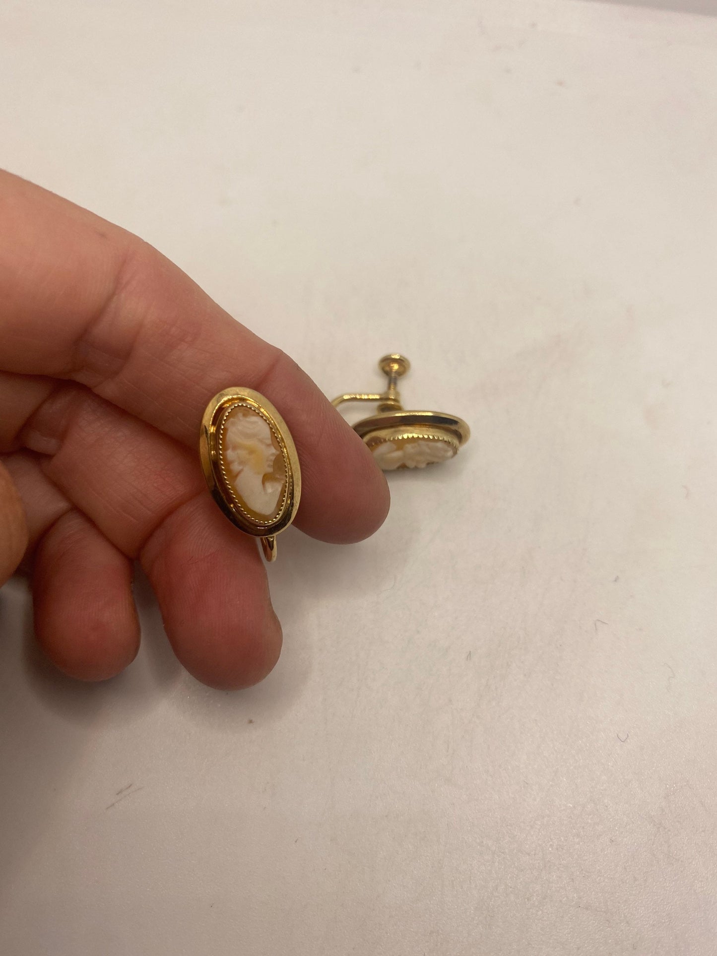 Vintage Cameo Gold filled Screw Back Earrings