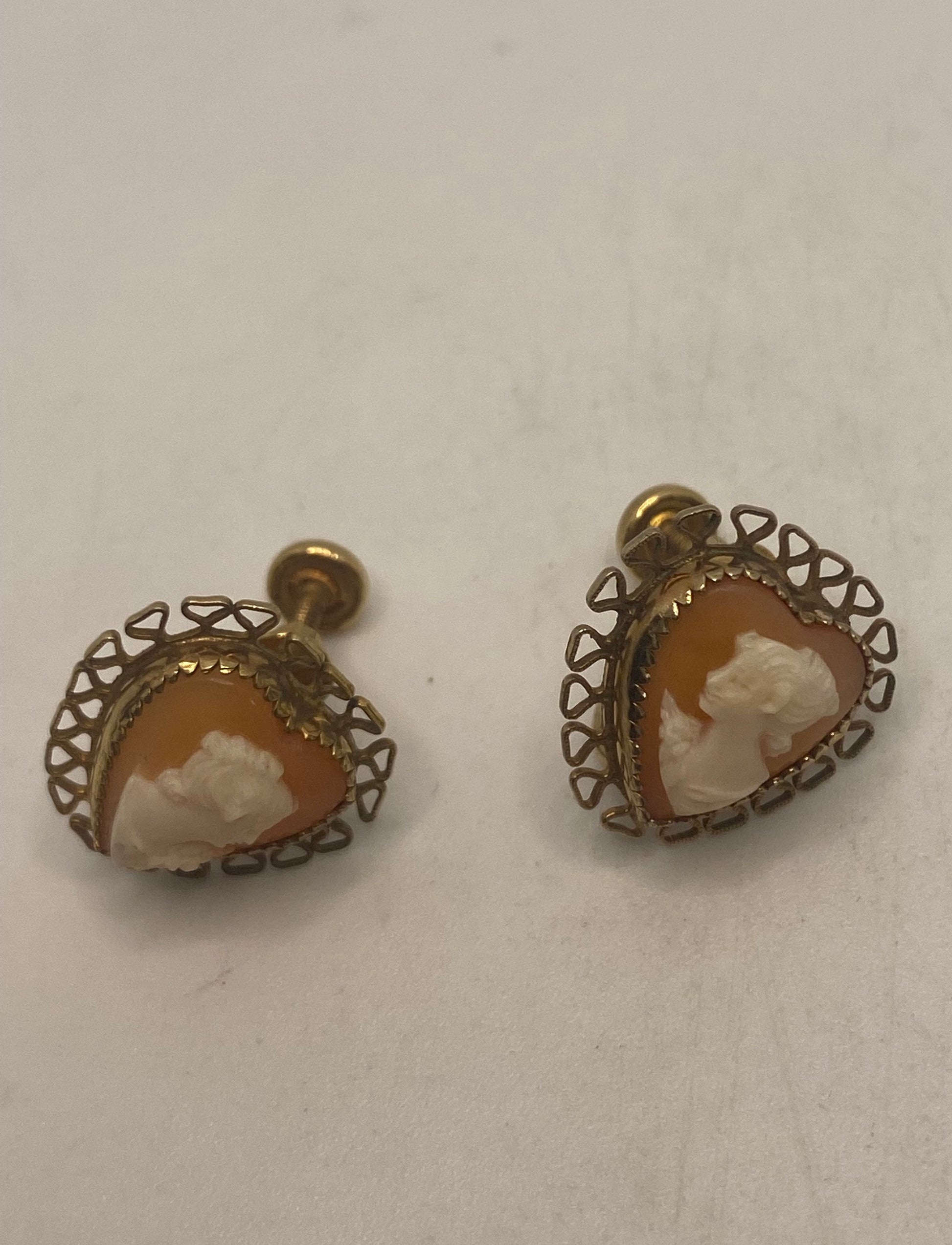 Vintage Cameo Gold filled Screw Back Earrings