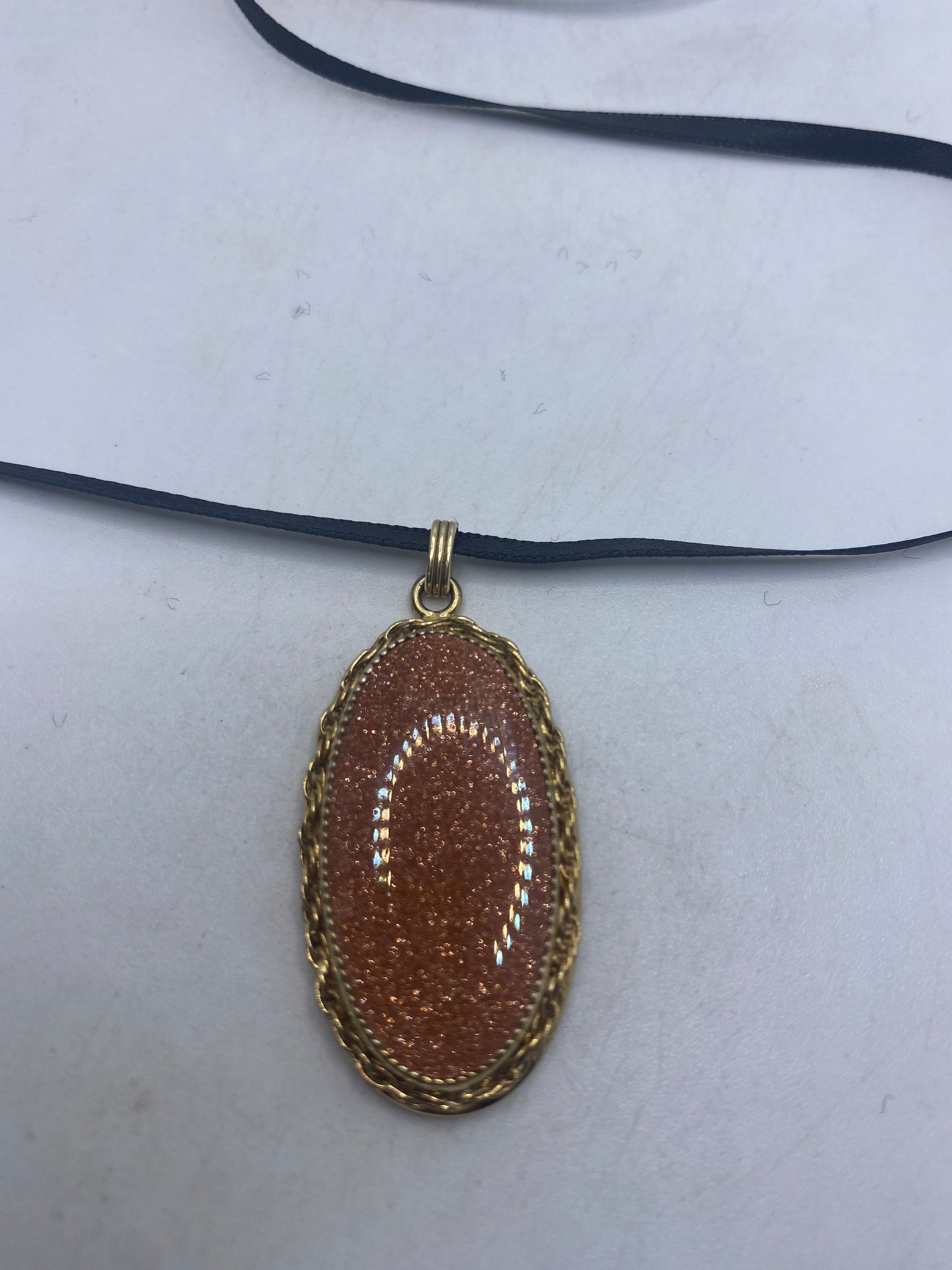 Vintage Golden Sandstone Gold Filled Necklace Choker