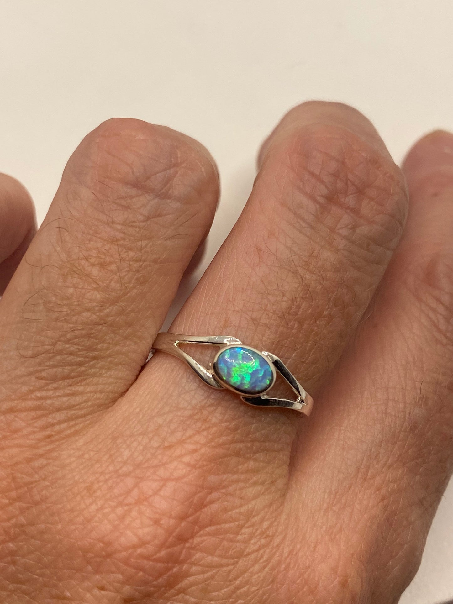 Vintage Ethiopian Fire Opal Band 925 Sterling Silver Ring