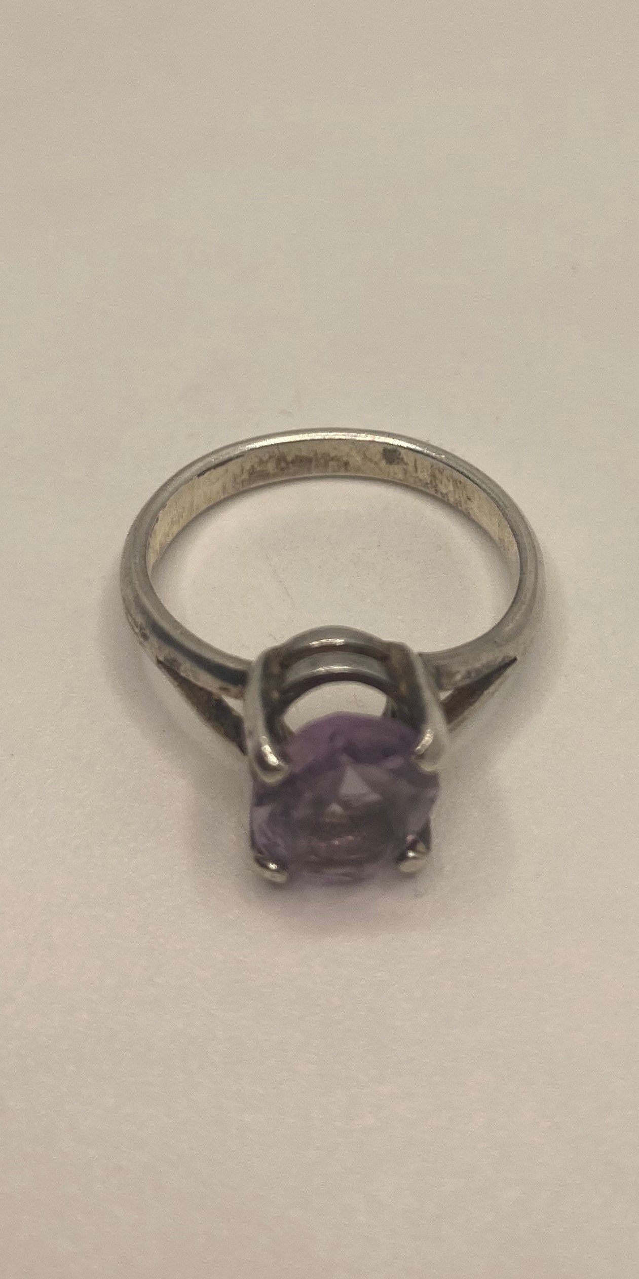 Vintage Purple Amethyst Ring 925 Sterling Silver Size 7.5