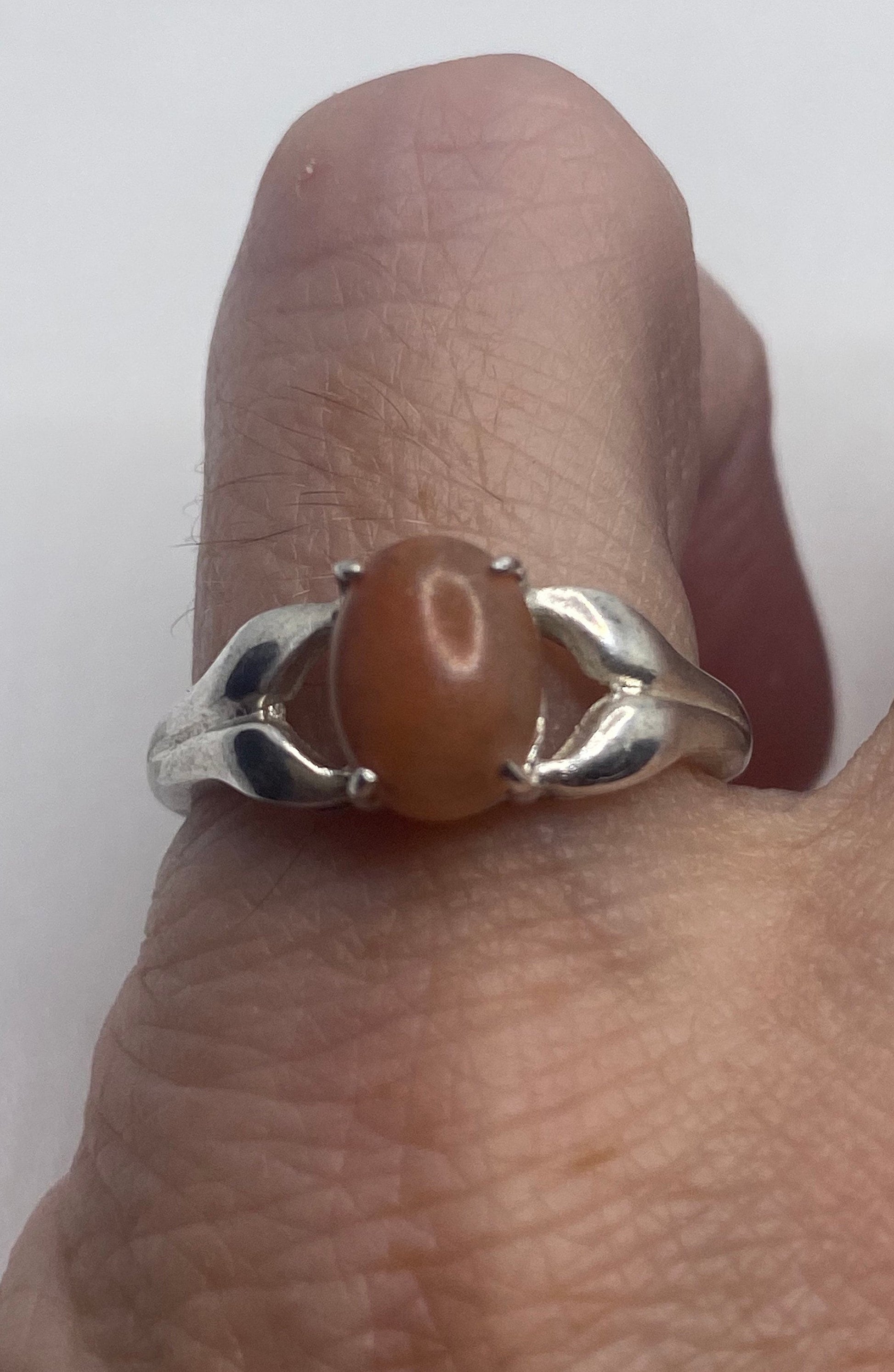 Vintage Orange Carnelian 925 Sterling Silver Ring