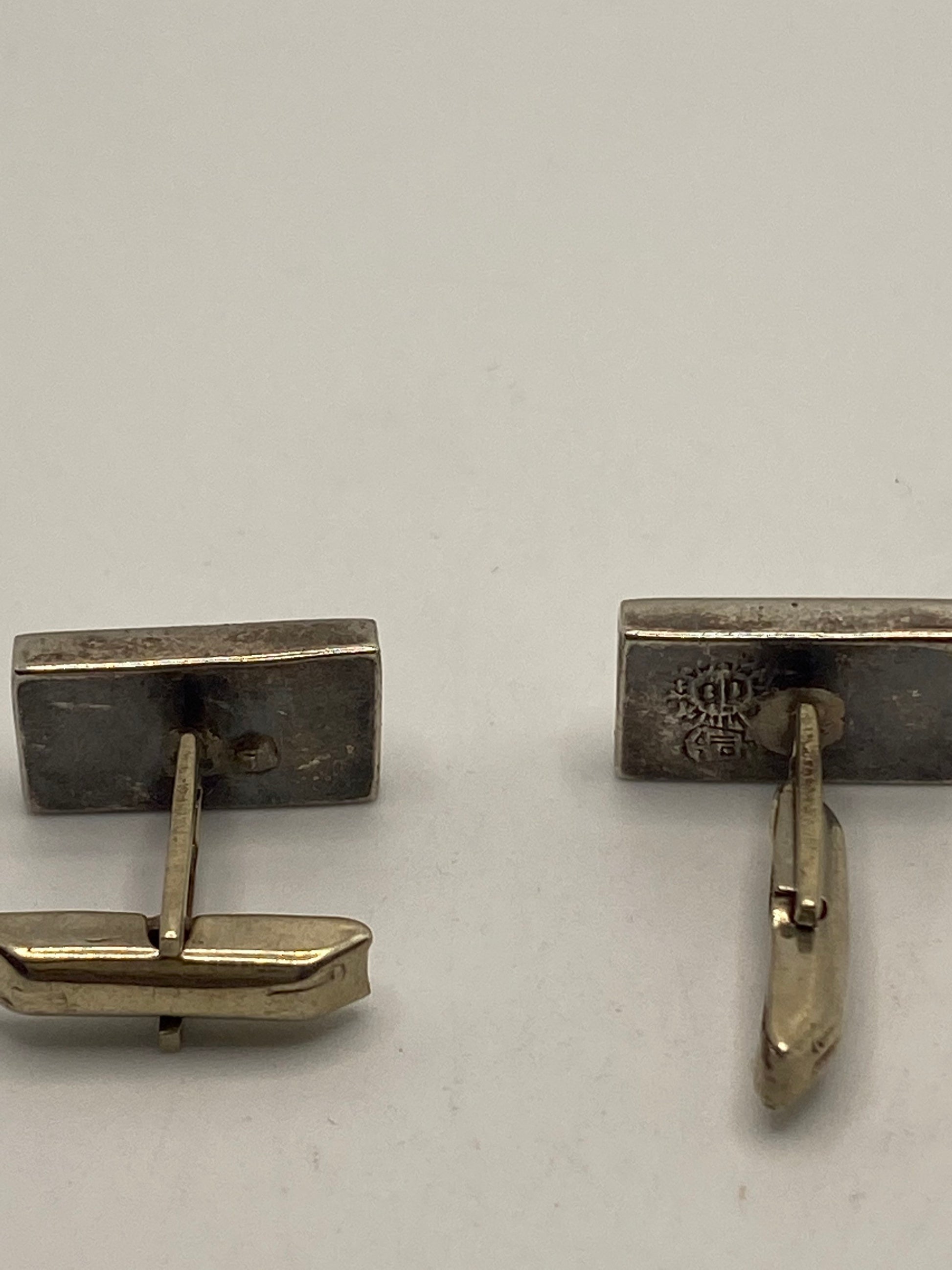 Vintage Abalone Cuff Links 925 Sterling Silver