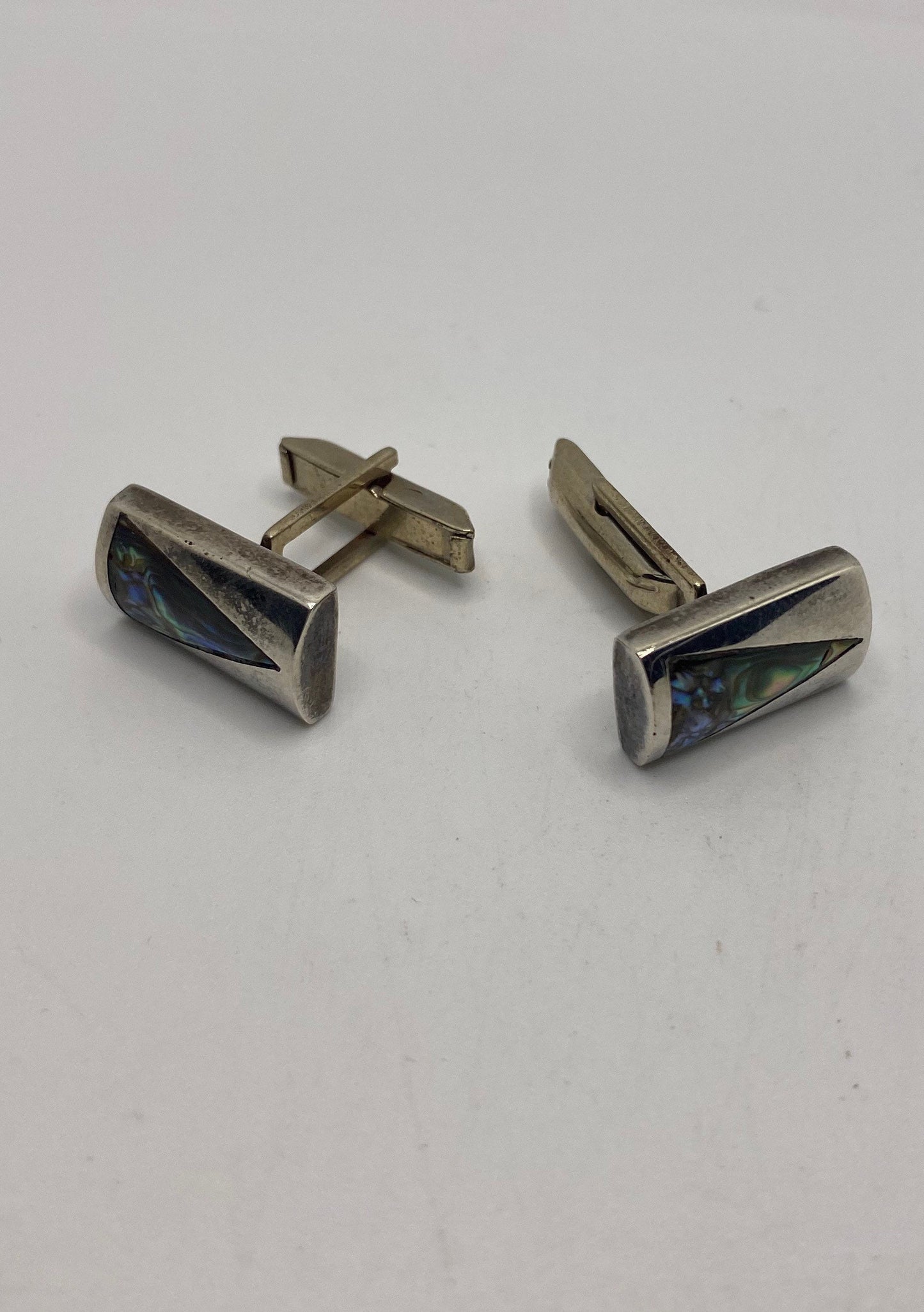 Vintage Abalone Cuff Links 925 Sterling Silver