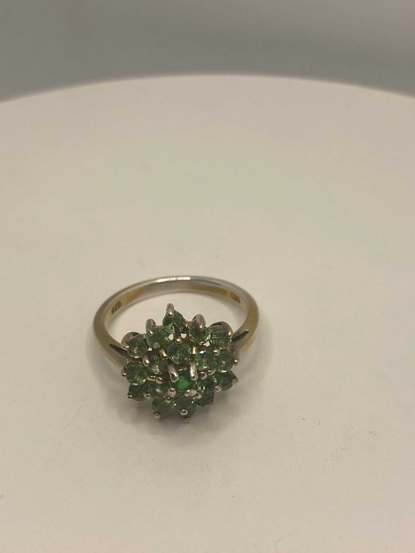 Vintage Handmade Genuine Green Peridot Filigree Setting 925 Sterling Silver Gothic Ring