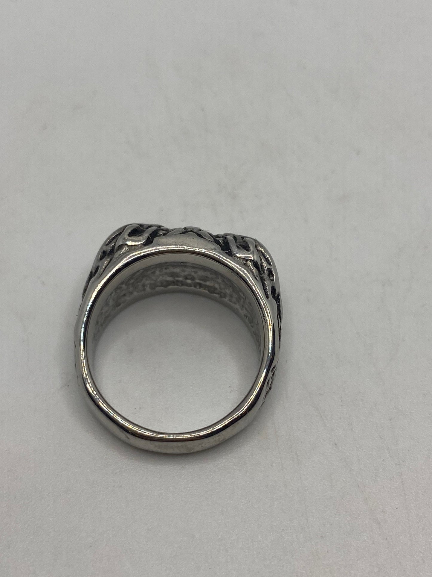 Vintage Bird of Prey Eyes Silver Stainless Steel Ring