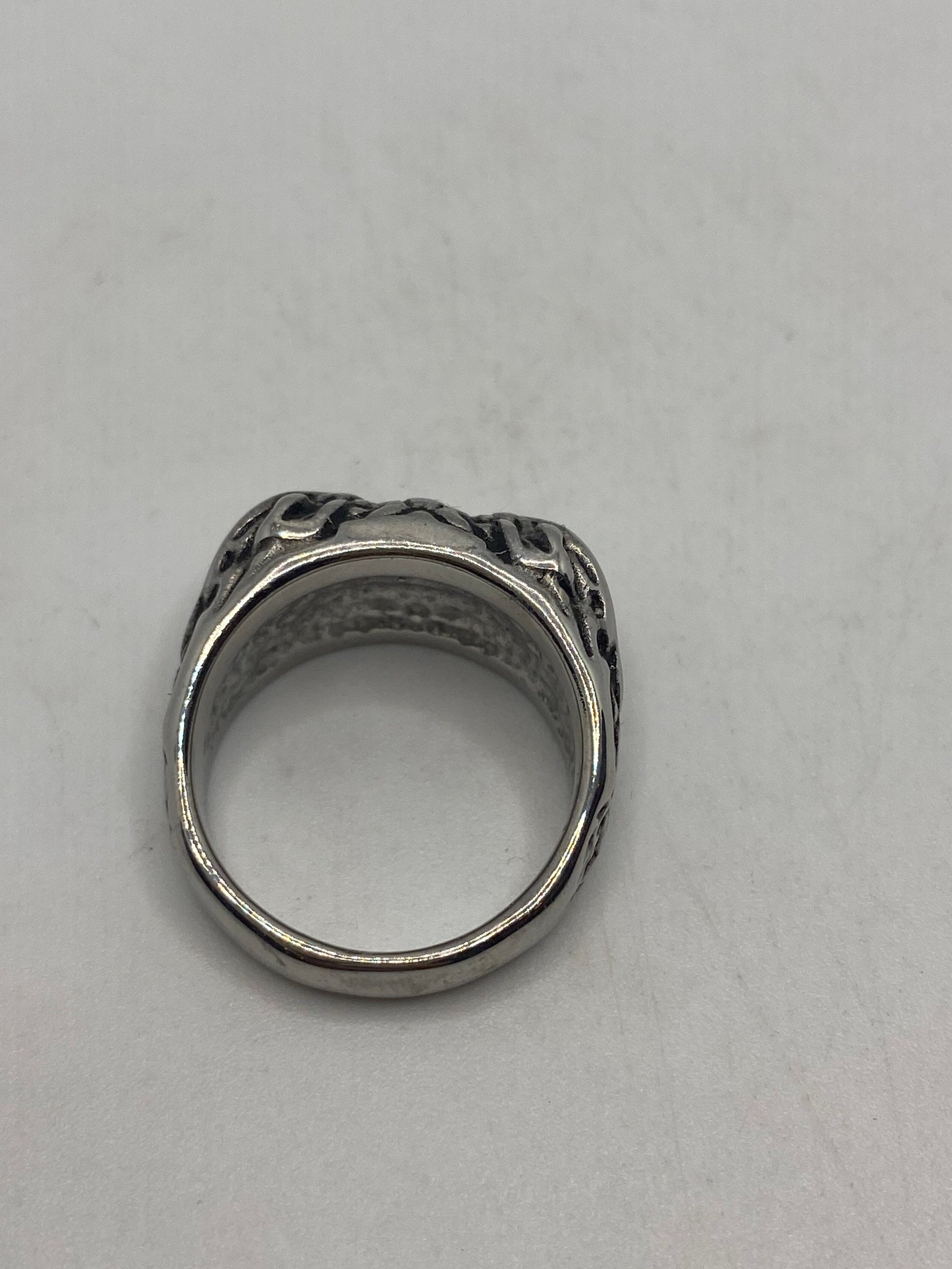 Vintage Bird of Prey Eyes Silver Stainless Steel Ring