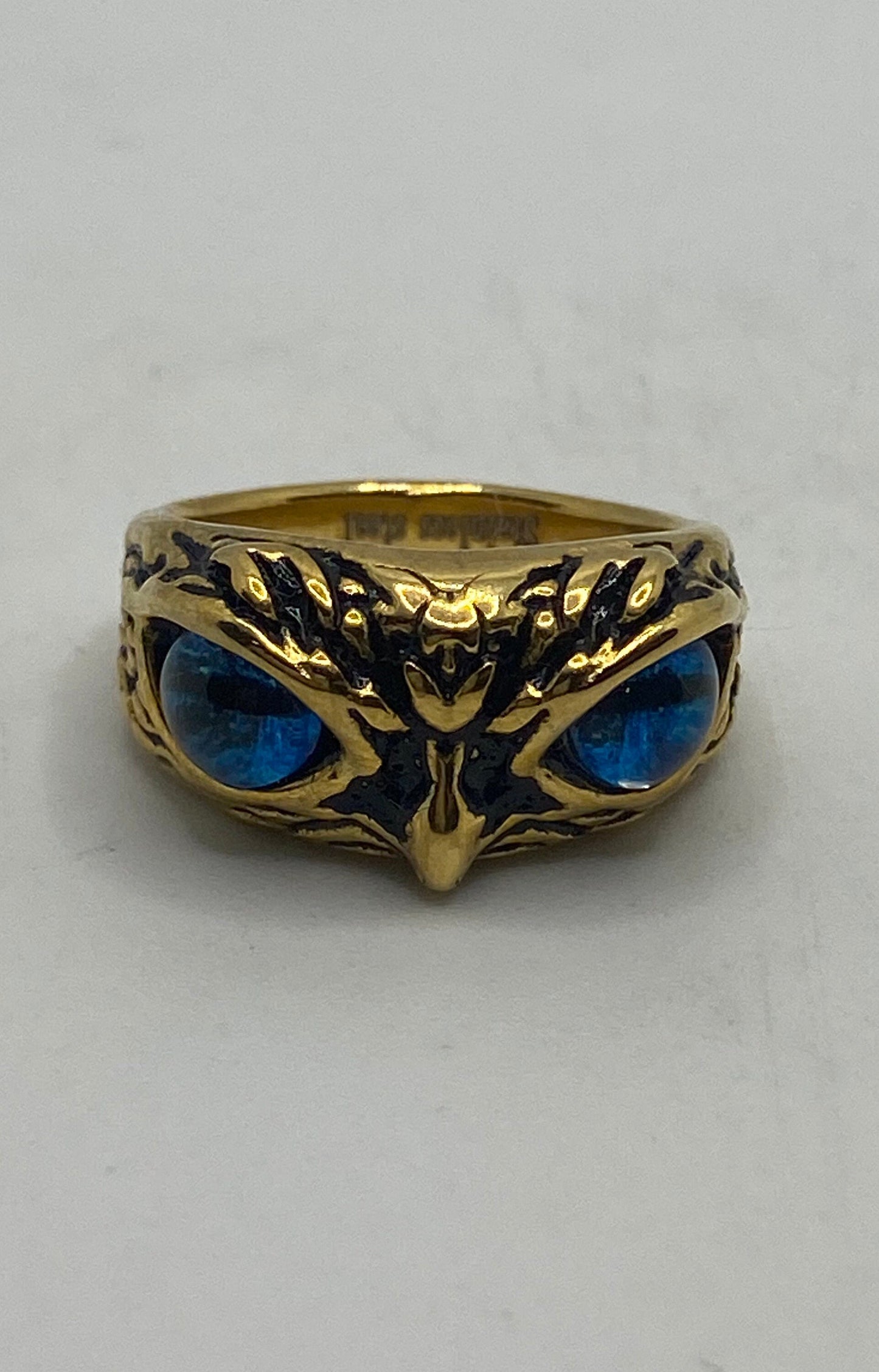Vintage Bird of Prey Eyes Golden Silver Stainless Steel Ring